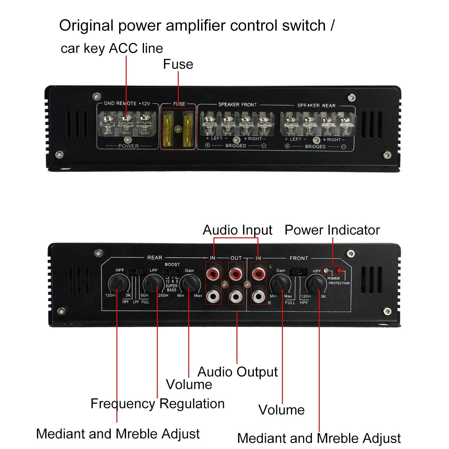 Amazon.co.jp: 4チャンネル カーパワーアンプ クラスAB AMP ブリッジ