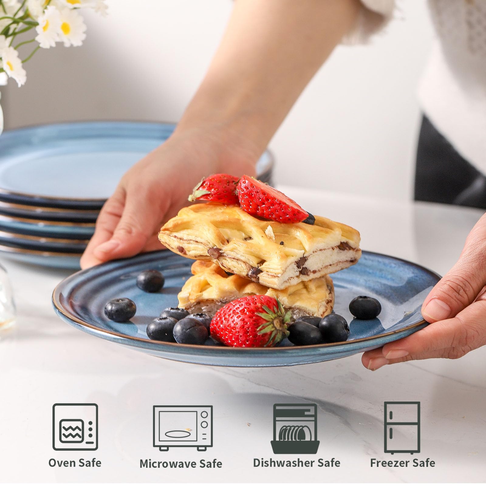 Snapklik.com : Dessert Plates Set Of 4, 8 Inch Porcelain Salad Dinner ...