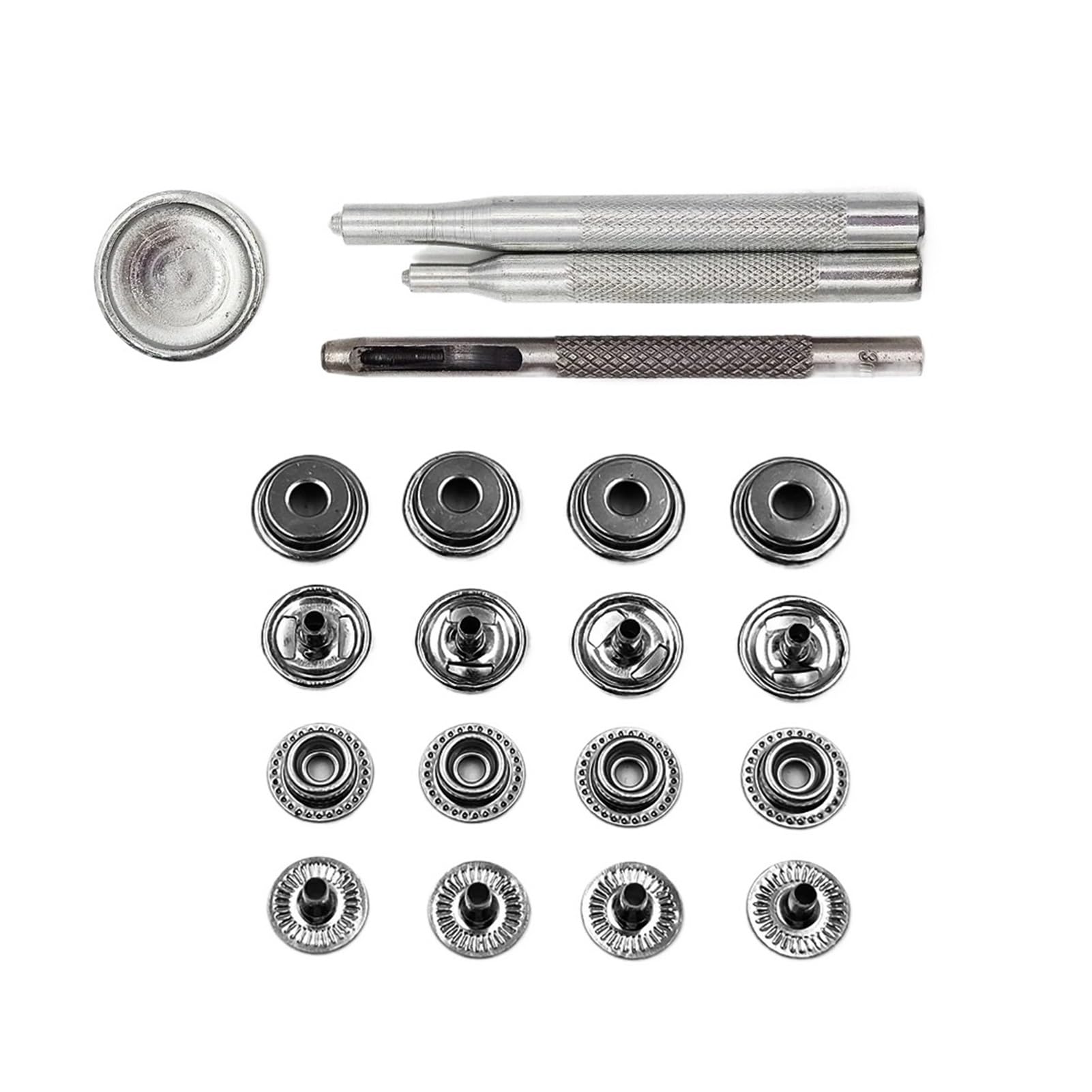 Juego de 25 Botones de presión 201/203, broches de presión de Metal, Herramientas de instalación Opcionales for Ropa, Bolsa, Zapatos, artesanía de Cuero(G Black with Tool B,17mm(201))