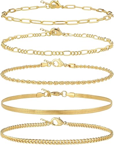 AOZEL GoldSilver Plated Anklet Bracelets for Women Waterproof Plus Size Cuban Link Chain Ankle Bracelet for Large Ankle 9-12inch