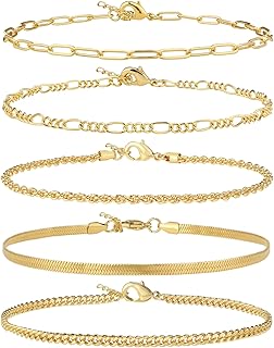 Gold/Silver Plated Anklet Bracelets for Women Waterproof Plus Size Cuban Link Chain Ankle Bracelet for Large Ankle 9-12inch