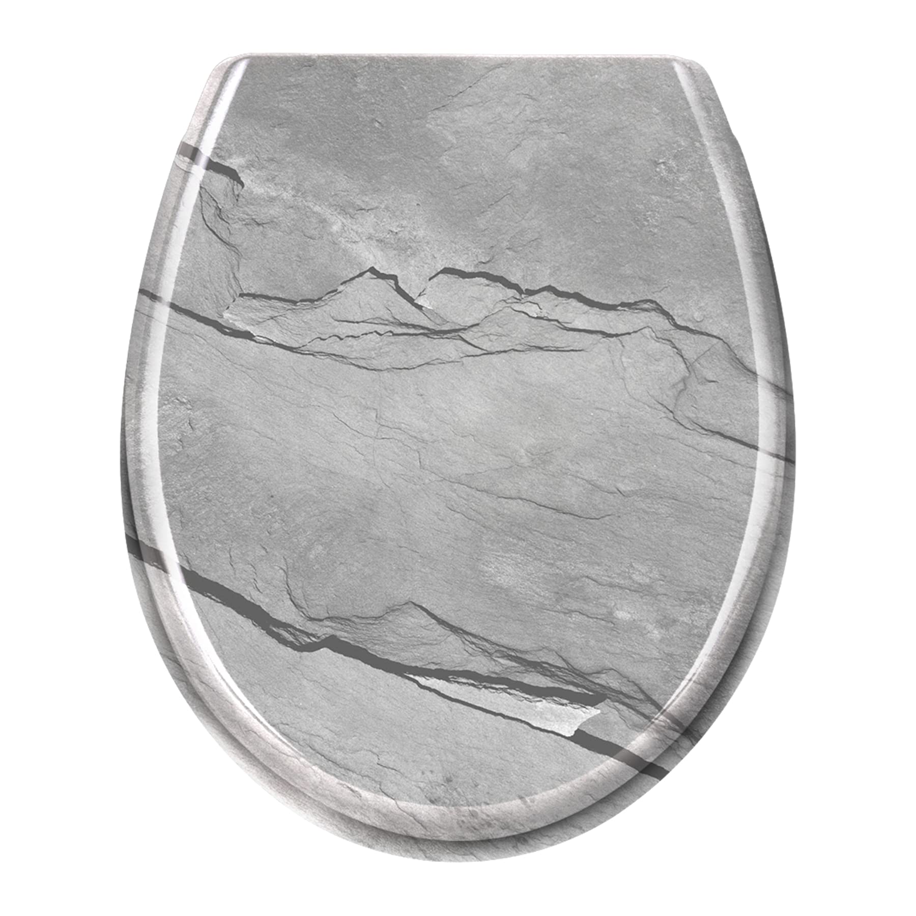 Froadp Tapa de inodoro con mecanismo de descenso automático Asiento de inodoro Asiento de WC Asiento de váter de duraplástico y acero inoxidable Antibacteriano Inodoro para todos los inodoros