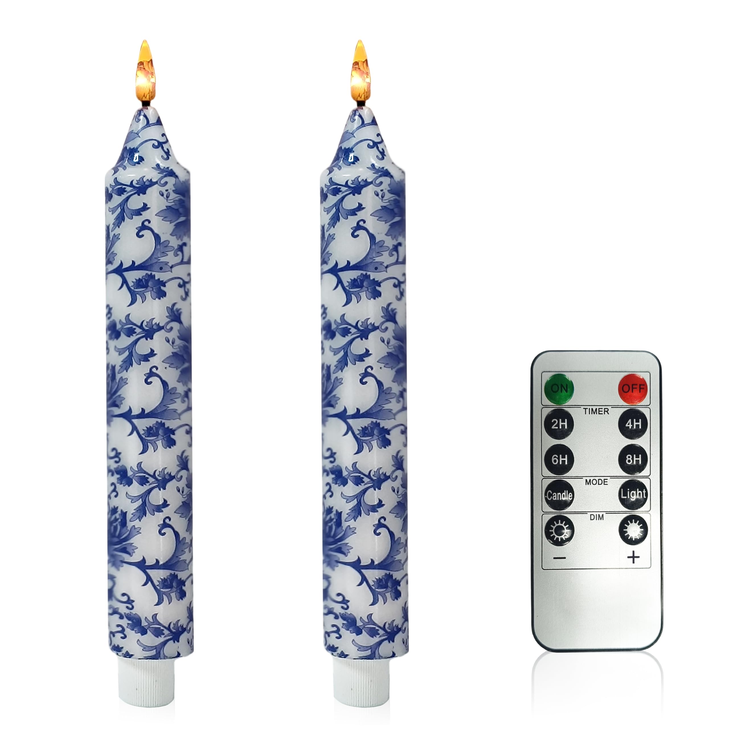 Vela de pilar falsa de 9 pulgadas texturizada de cera con control 3