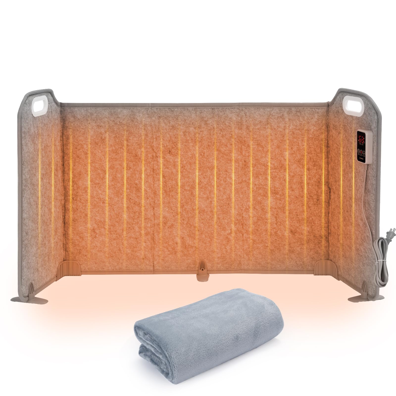 Foldable Under Desk Heater with Blanket 5-Fold Plus Size 8 Levels High Temperature Version Leg Foot Warmer 1-9H