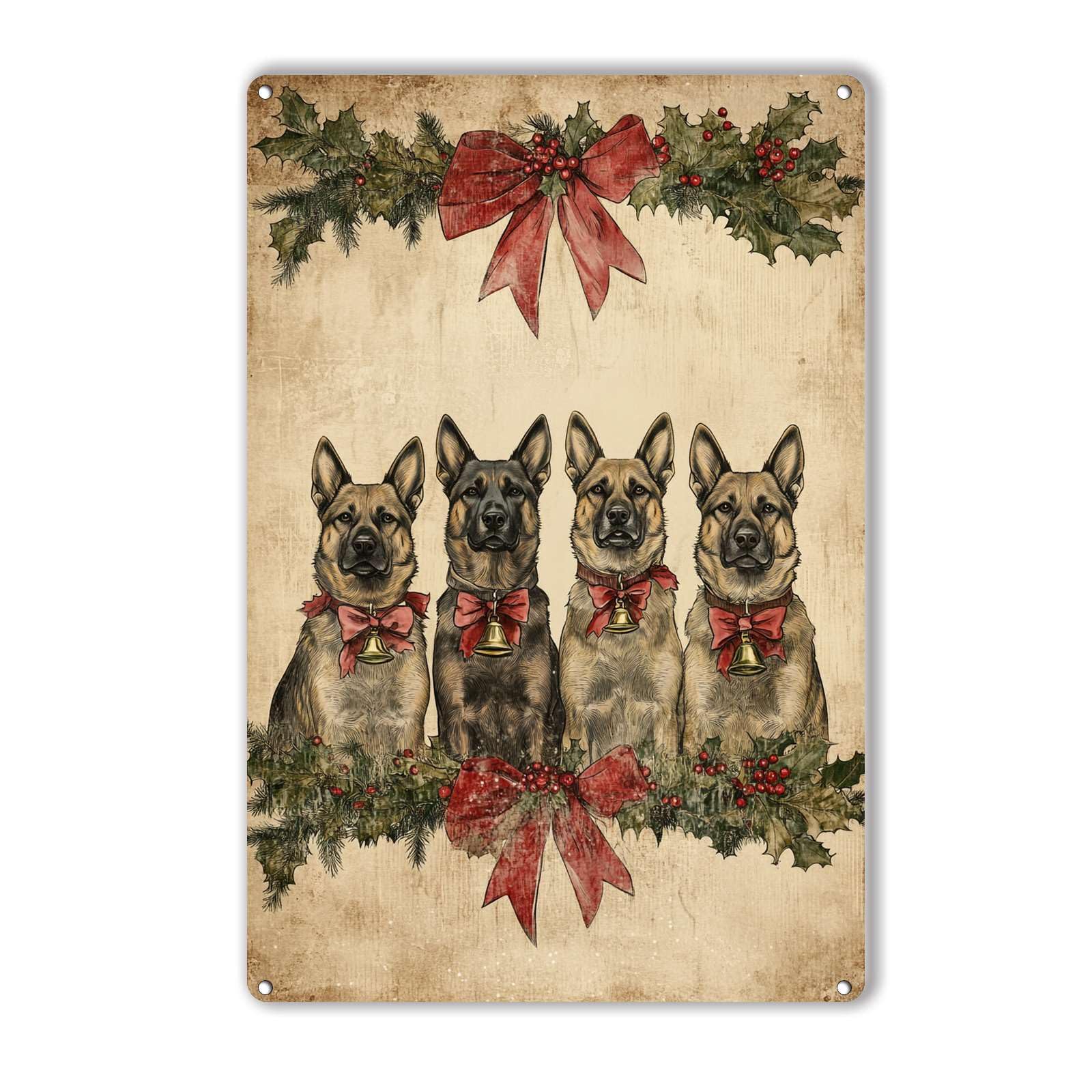 Anceky Christmasan Shepherd Signs Retro Metal Tin Sign Vintage Wall Decor for Outdoor Gate Window Backyard Home 12×16 Inch
