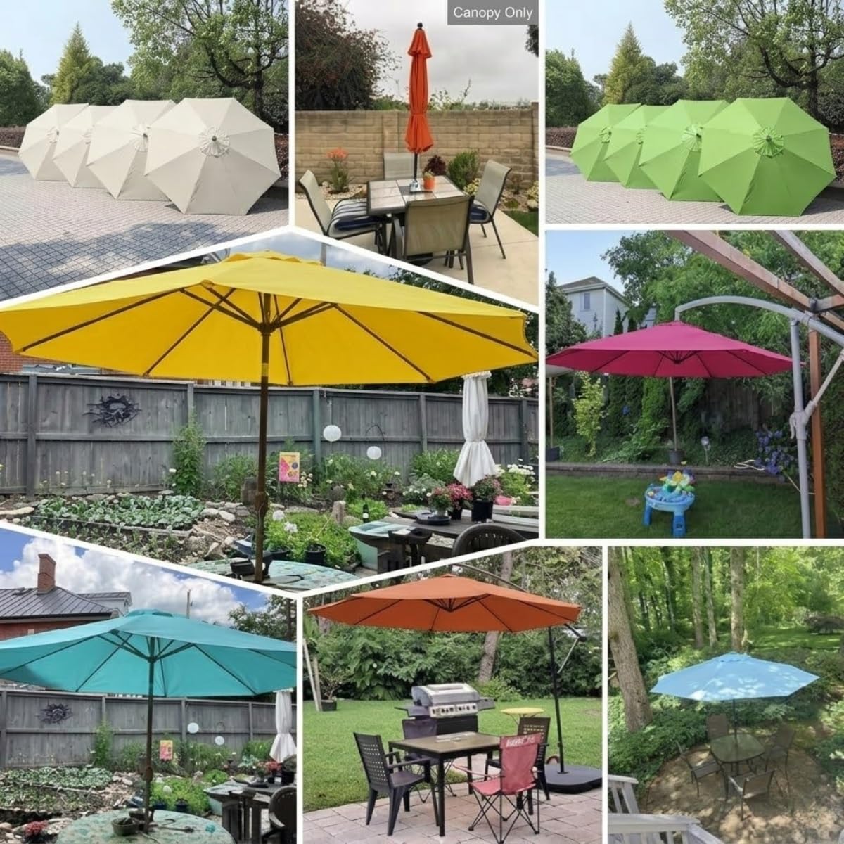 2.0m 2.7m 3.0m 4.0m Zamienna Czasza Parasola Parasol Ogrodowy 6/8 Żeber, Zamienne Poszycie Parasola Na Taras, Wytrzymały Wodoodporny Materiał Ochrona UV Tylko Tkanina