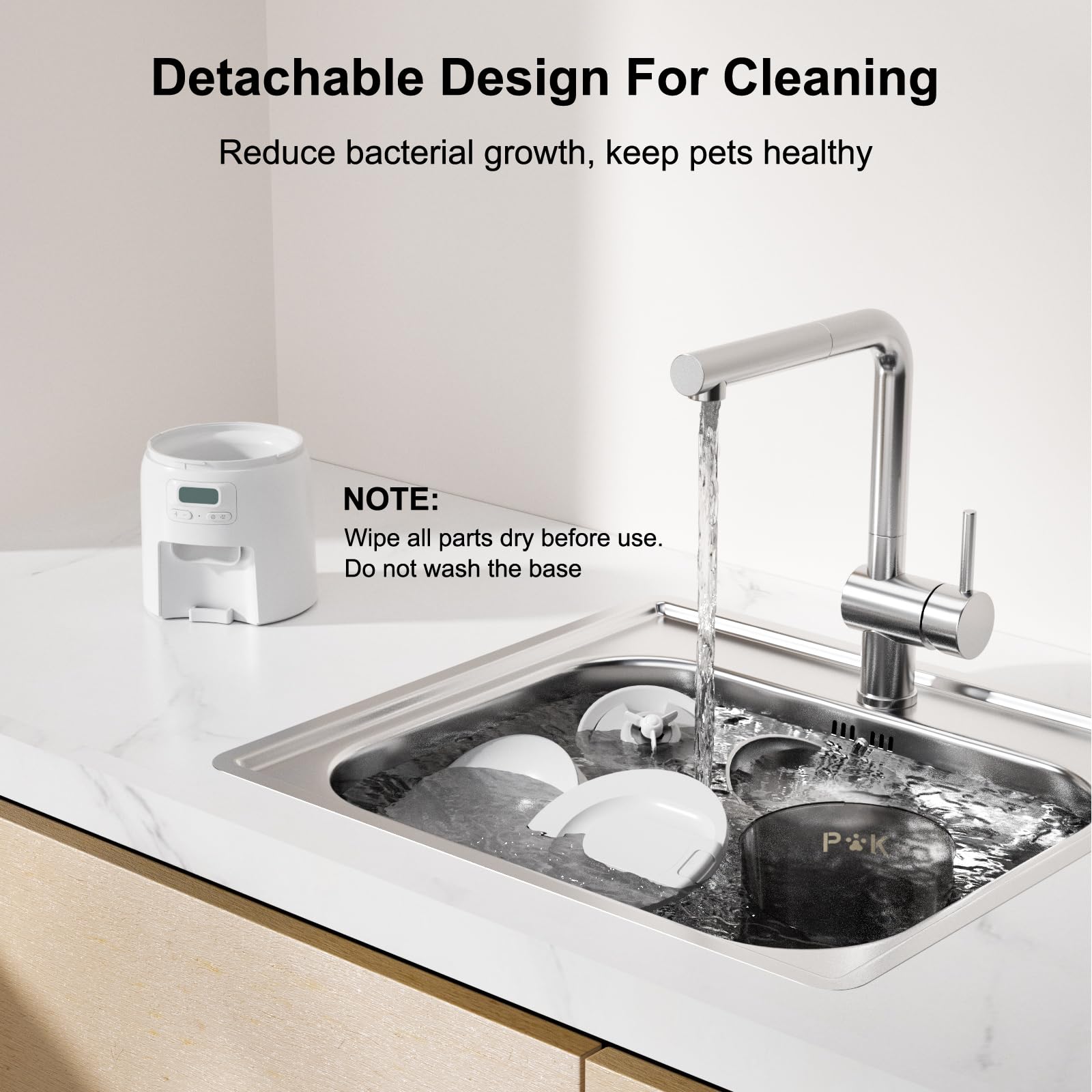 PUPPY KITTY Distributore Automatico Cibo Gatti, 2.4G WiFi Dispenser Cibo Gatti Collegare APP con 10S Registrazion, Ciotola in Acciaio Inossidabile 304, 1-10 Pasti al Giorno, 3L (Bianco)