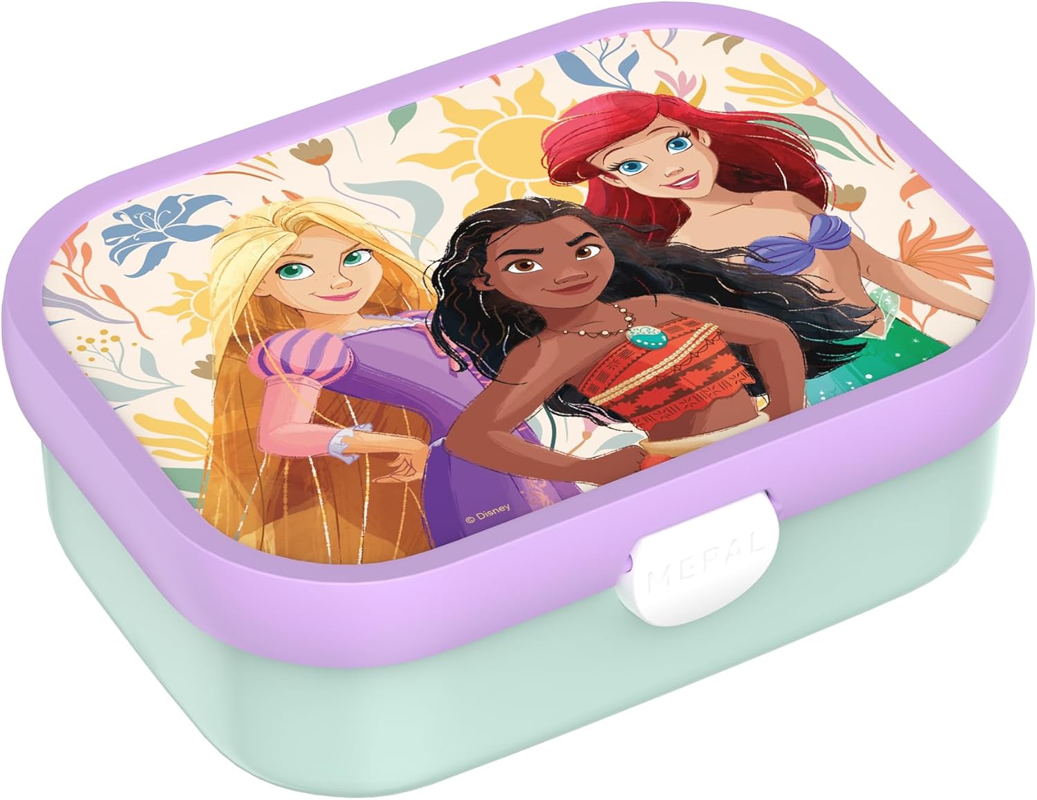 Mepal - Fiambrera Campus - Bento Box para Niños - Lonchera con Compartimento y Tenedor - Fiambrera con Cierre de Clip - Sin BPA y apta para Lavavajillas - 750 ml - Princess Power