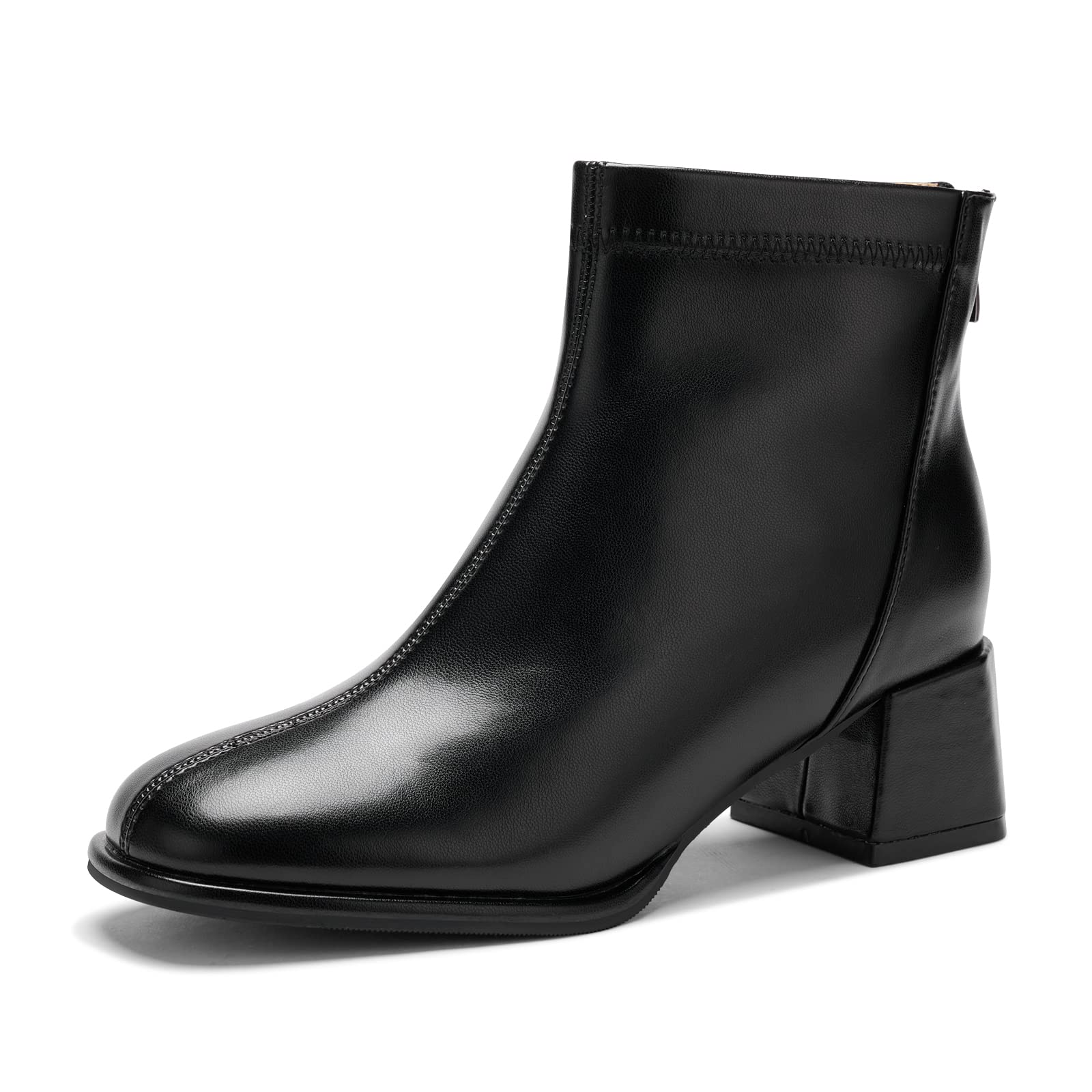 Womens Fashion Ankle Boots Chunky Low Block Heel Booties Back Zipper Fall Short Boots Shoes