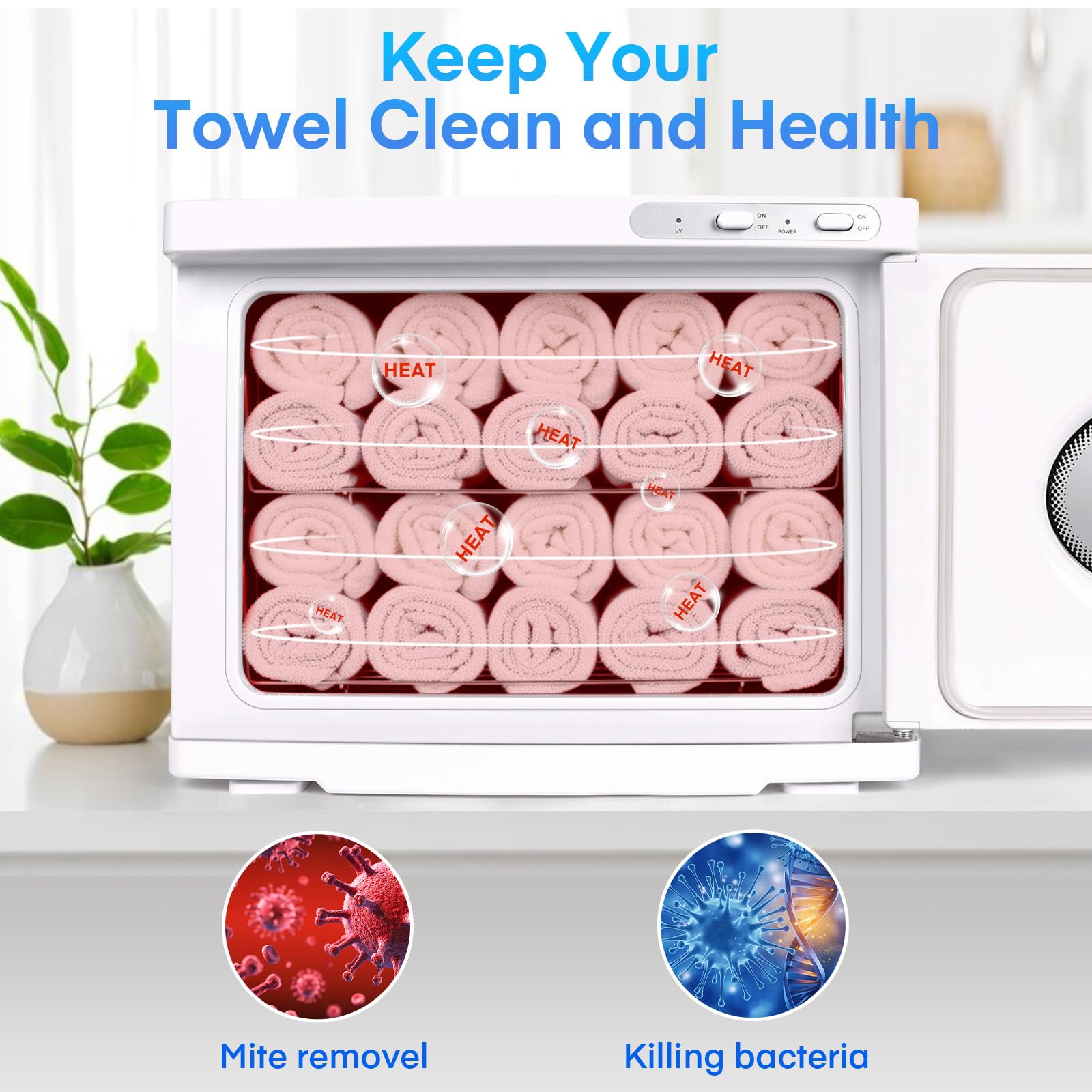 TopDirect 23L Handtuchwärmer Kosmetik, Towel Warmer mit Sichtfenster & UV-Sterilisation, Großes Handtuch Wärmegerät für Spa, Kosmetikstudio & Friseur