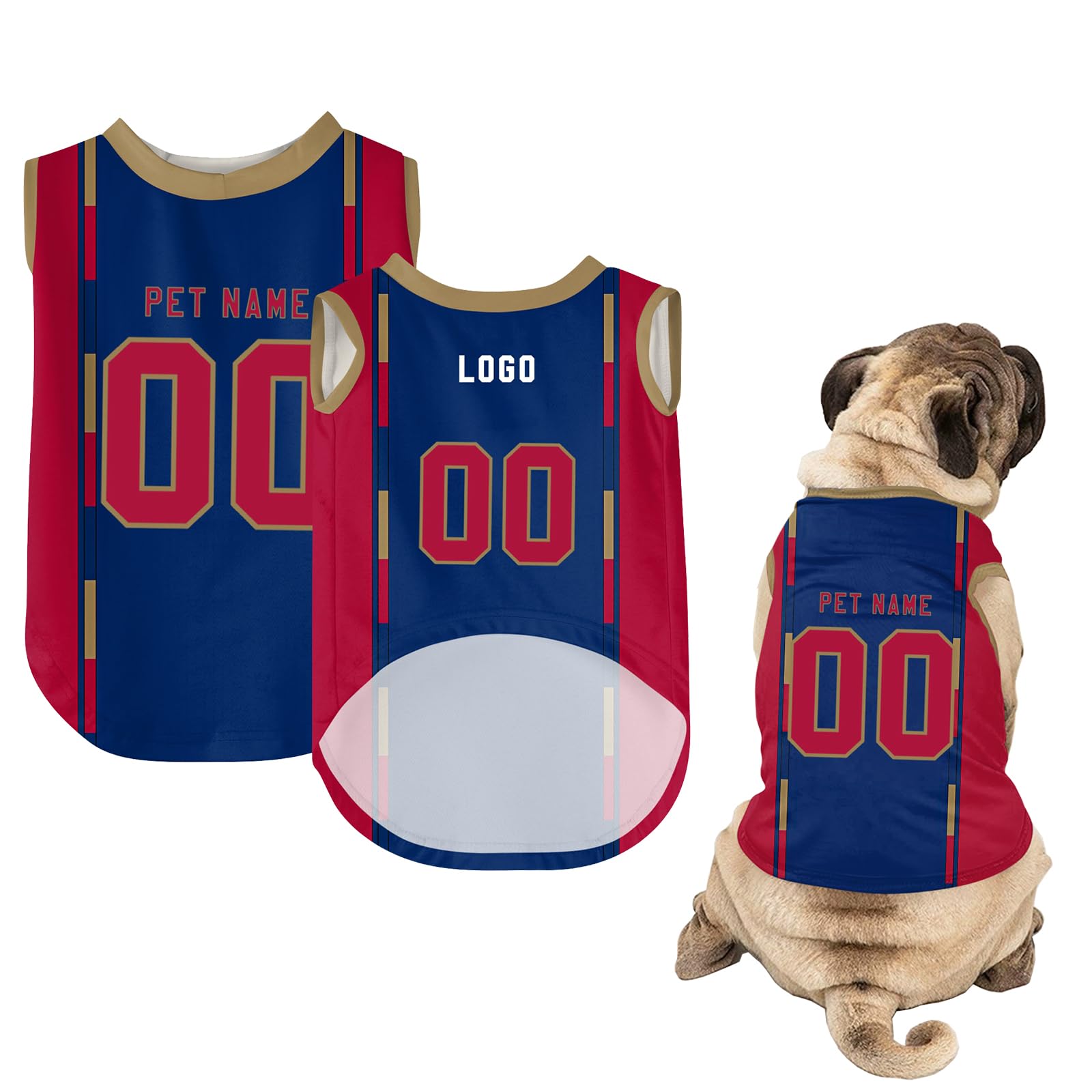 Dog Clothes - Custom Dog Shirt with Name Number or Logo - Personalised Football Jersey for Small Medium Large Dogs (Style-3, S)