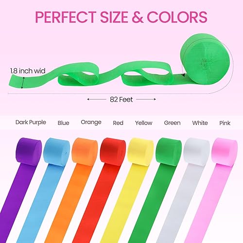 Miniatura 2 de Berlune 48 rollos de serpentinas de papel crepé, serpentinas de arco iris, decoración de fiesta, 8 colores, serpentinas de fiesta para fiesta de