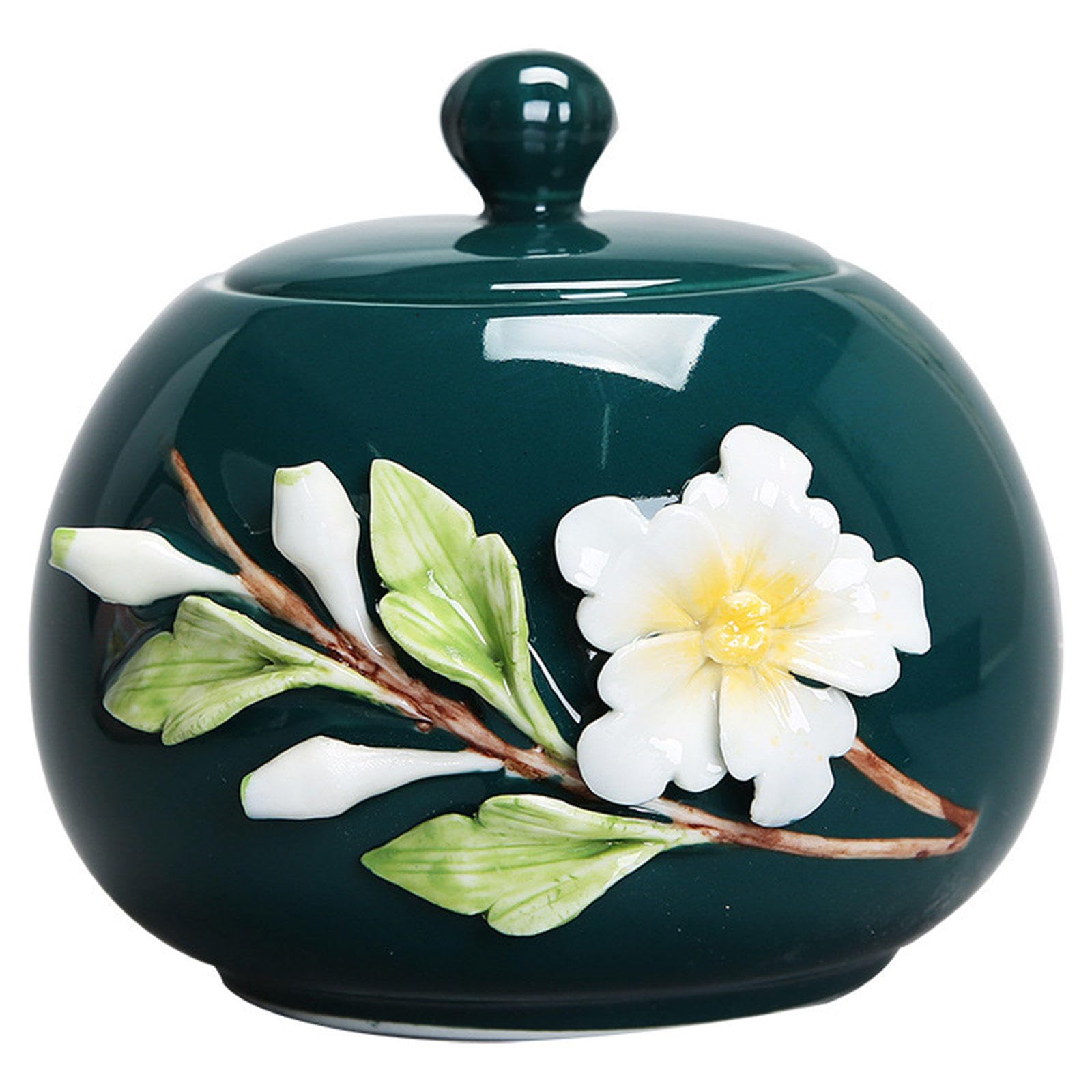 Urn, Memorial Burial Funeral Urn for Human Ashes or Pet Decorative Flower(Green,Medium)