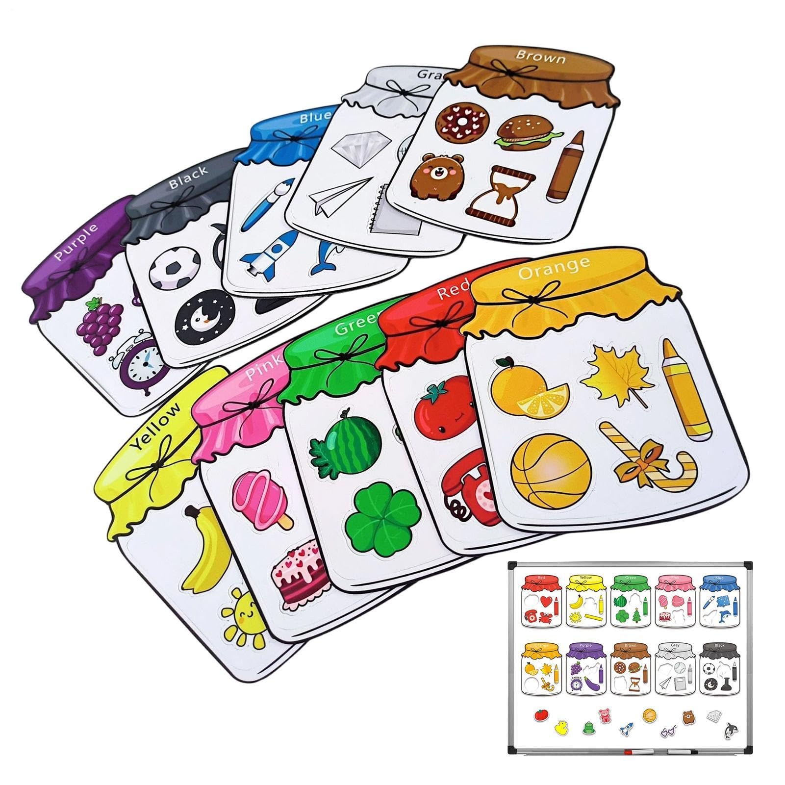 Fridge Magnets, with Color Sorting Fun, 11.4x15cm, Color Sorting Fridge Magnets Set, Learning Colors Shape Activity Fri-dge Mag-Nets, Engaging Learning Tool, for Boys Girls Home School Whiteboard Lock