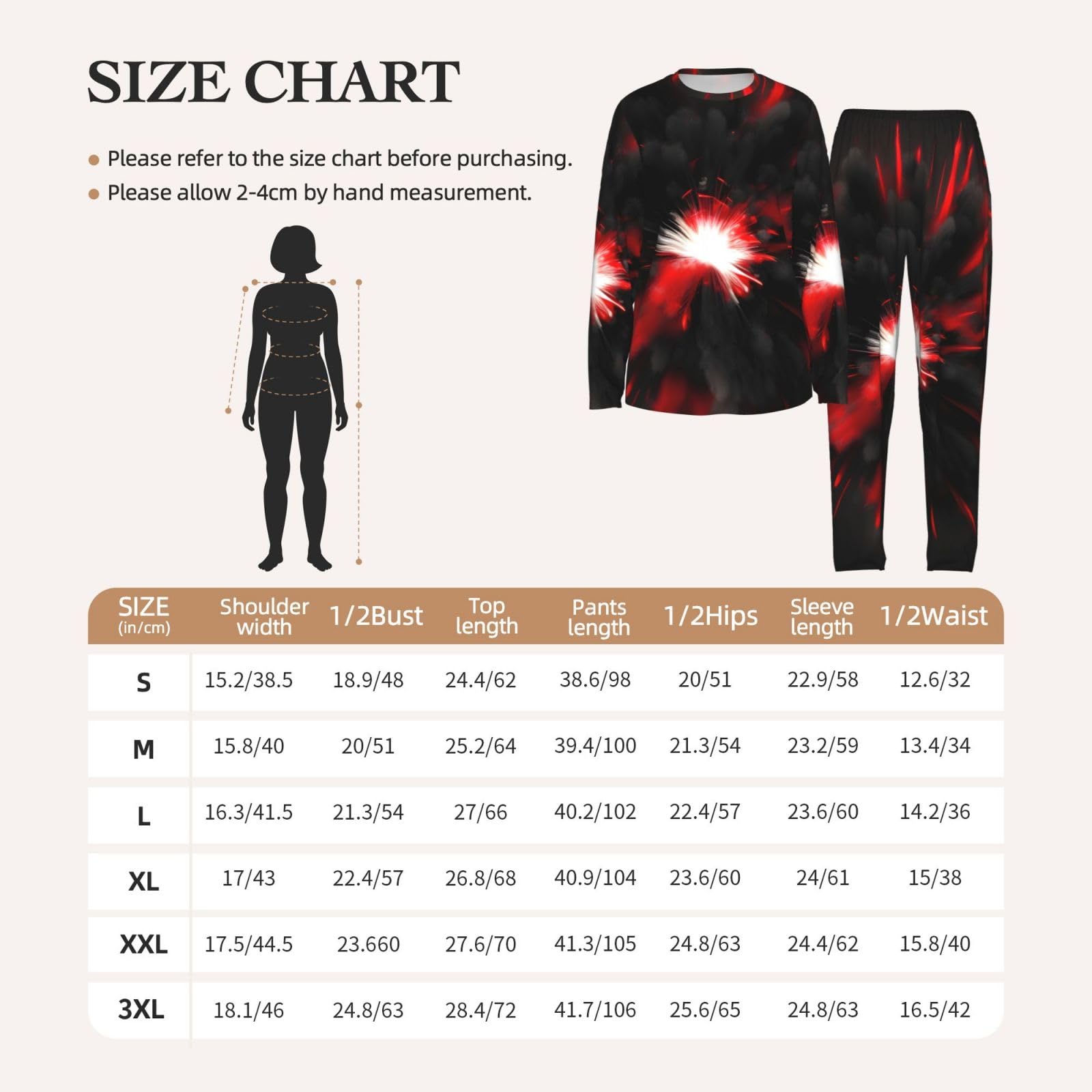 Explosion Burst Red Black Print Donna Manica Lunga Pigiama Vacanza Yoga Casual Gite Confortevole Pigiameria Regalo