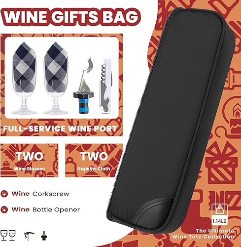 Miniatura 3 de ALLCAMP - Bolsa de vino con compartimento refrigerante juego de picnic que lleva dos juegos de vajilla