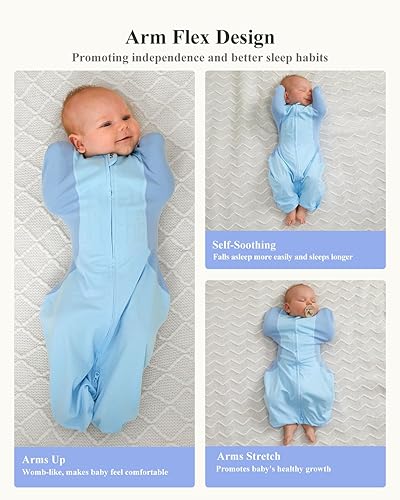 Miniatura 10 de Manta para recién nacidos, pañales para bebés de 0 a 3 meses, 5 a 13 libras, manta con brazos para recién nacidos de 0 a 3 meses, con tela que