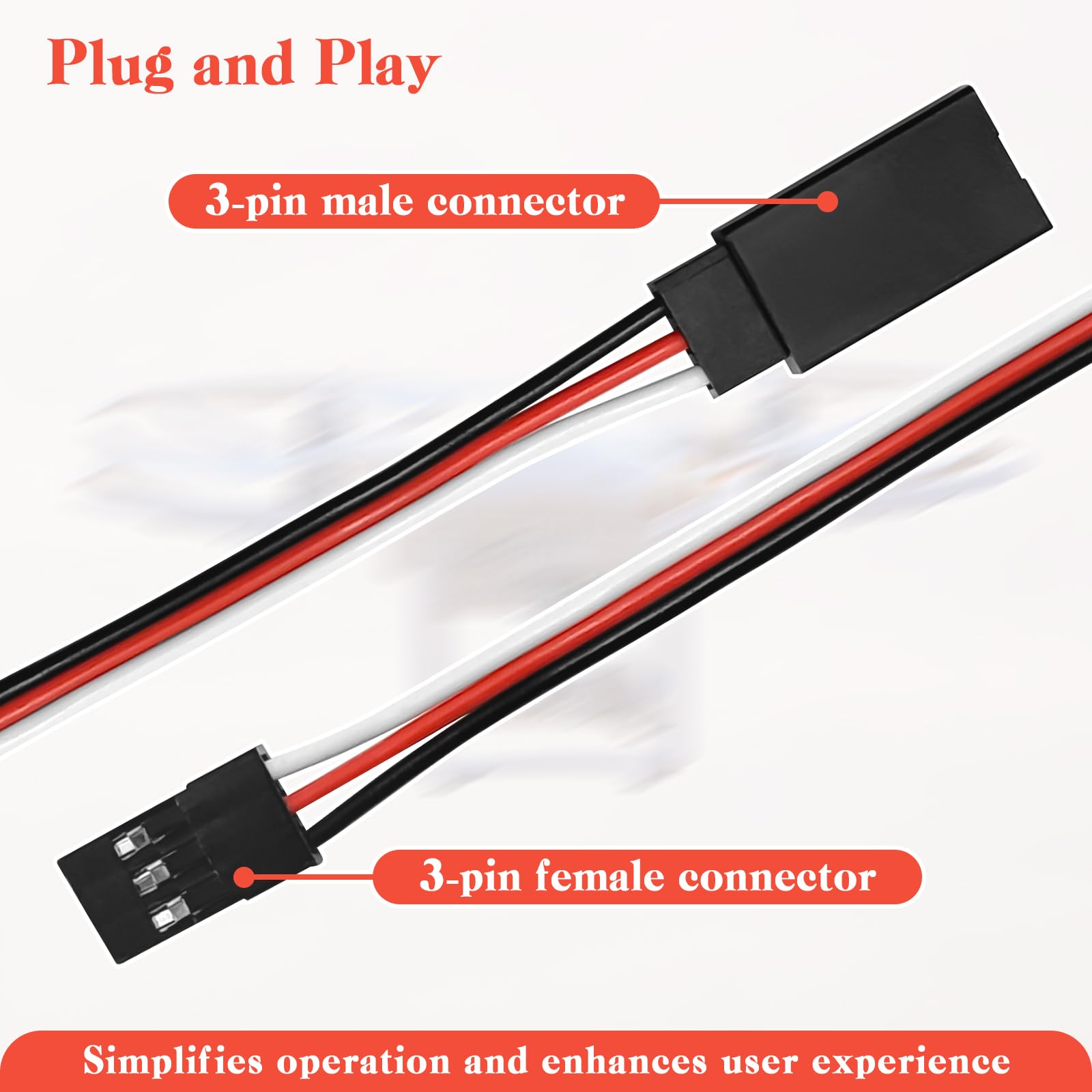 12x 3-Pin RC Servo-Verlängerungskabel Buchse–Stecker für Servo
