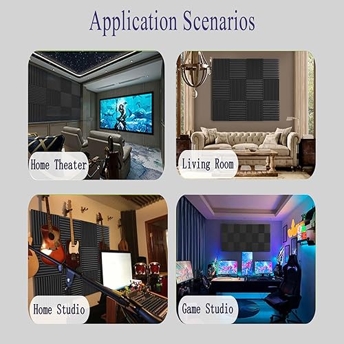 Miniatura 6 de Yaolabjer Espuma acústica, paquete de 48 paneles acústicos absorbentes de sonido, paneles de espuma a prueba de sonido de 12 x 12 x 1 pulgadas,