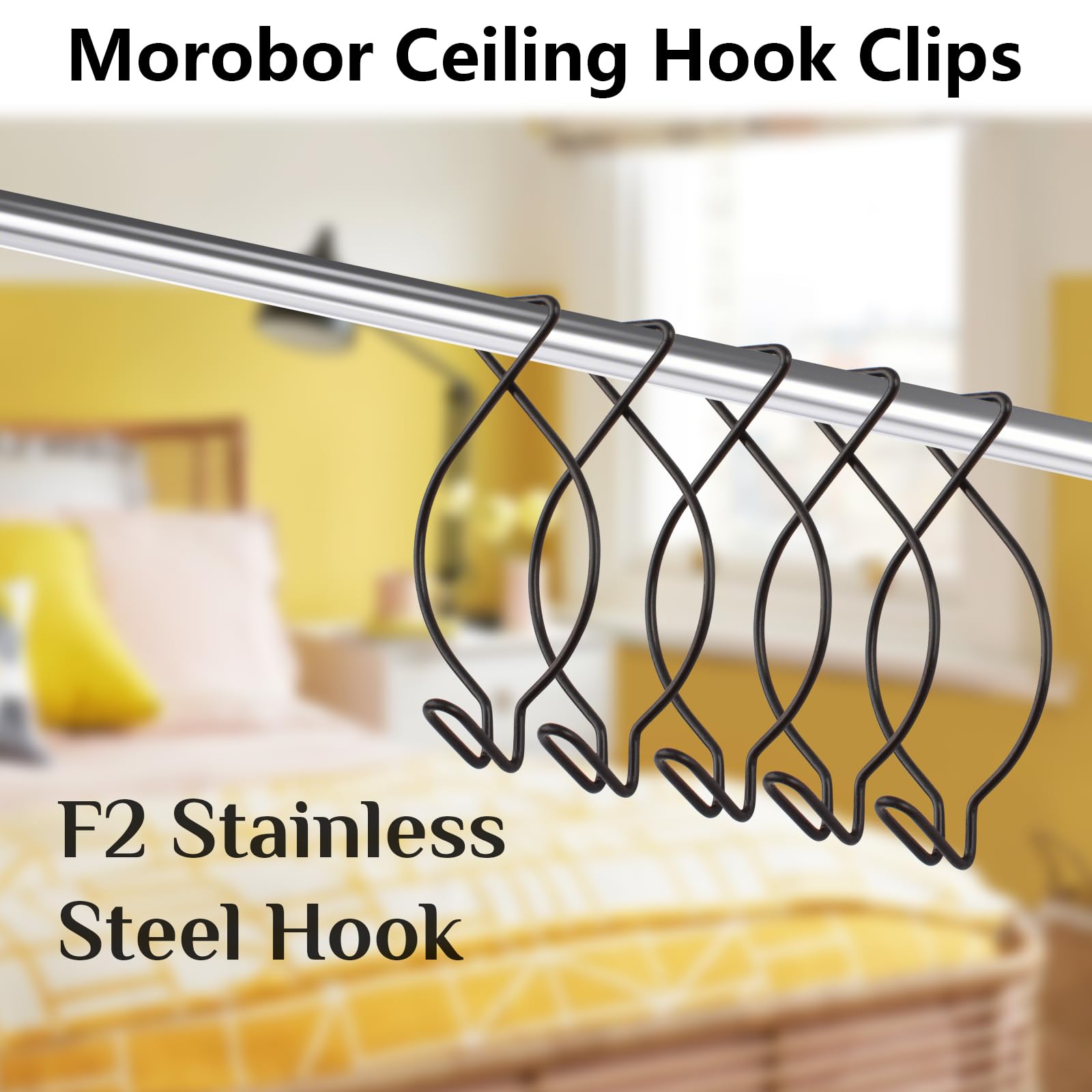 Ceiling Hooks Clips Kit (50 Pack) | Spring Steel Drop Ceiling Hooks For Hanging Decorations, Lights, Banners