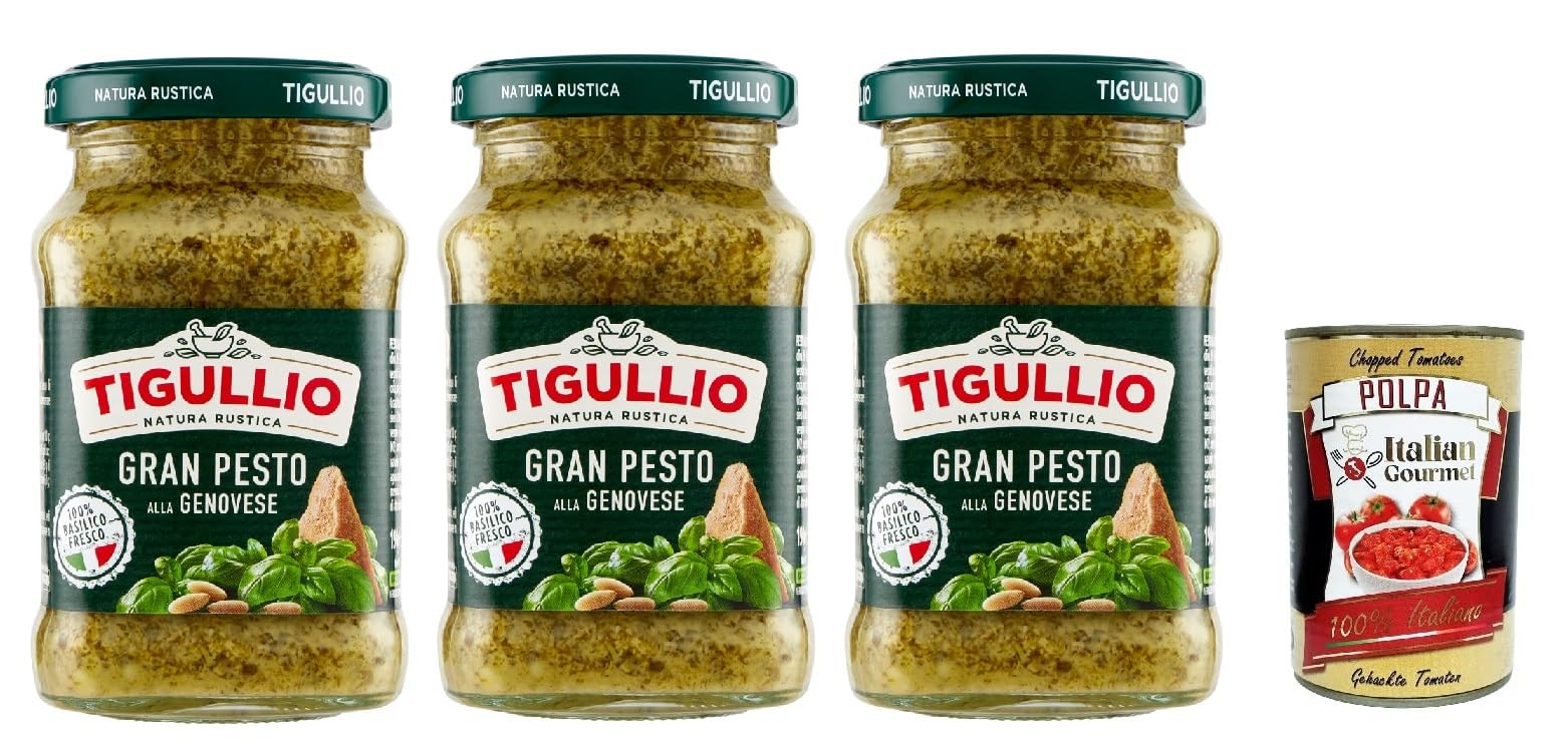 Star Tigullio GranPesto Alla Genovese Lot de 3 sauces au basilic 190 g + polpa gourmet italienne 400 g