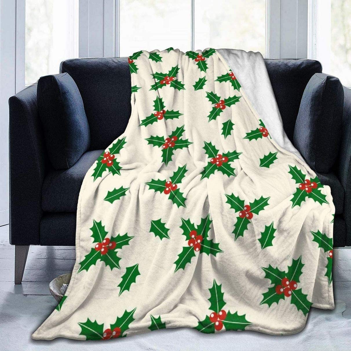ATOurDealss Fleece Blanket Christmas Pattern Plush Throw Fuzzy Super Soft Reversible Microfiber Flannel Blankets 50"x40"