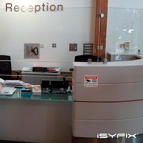 Vista 6 de iSYFIX Señal de advertencia de videovigilancia – 1 paquete de 1 paquete reflectante plateado de 7 x 6 pulgadas – 100% libre de óxido de aluminio
