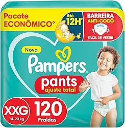 Fralda Pampers Pants Ajuste Total Tamanho XXG, Fácil de Vestir, 120 Unidades