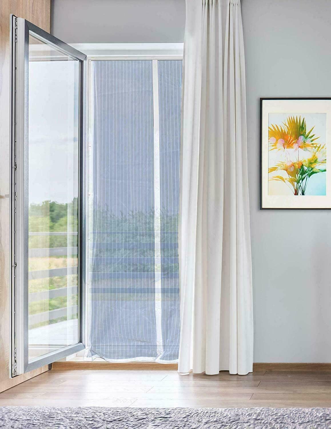 21 Shop® Zanzariera Magnetica Bianco 120x230 cm Per Porte Zanzariera Con Calamita Tenda Installazione Facile