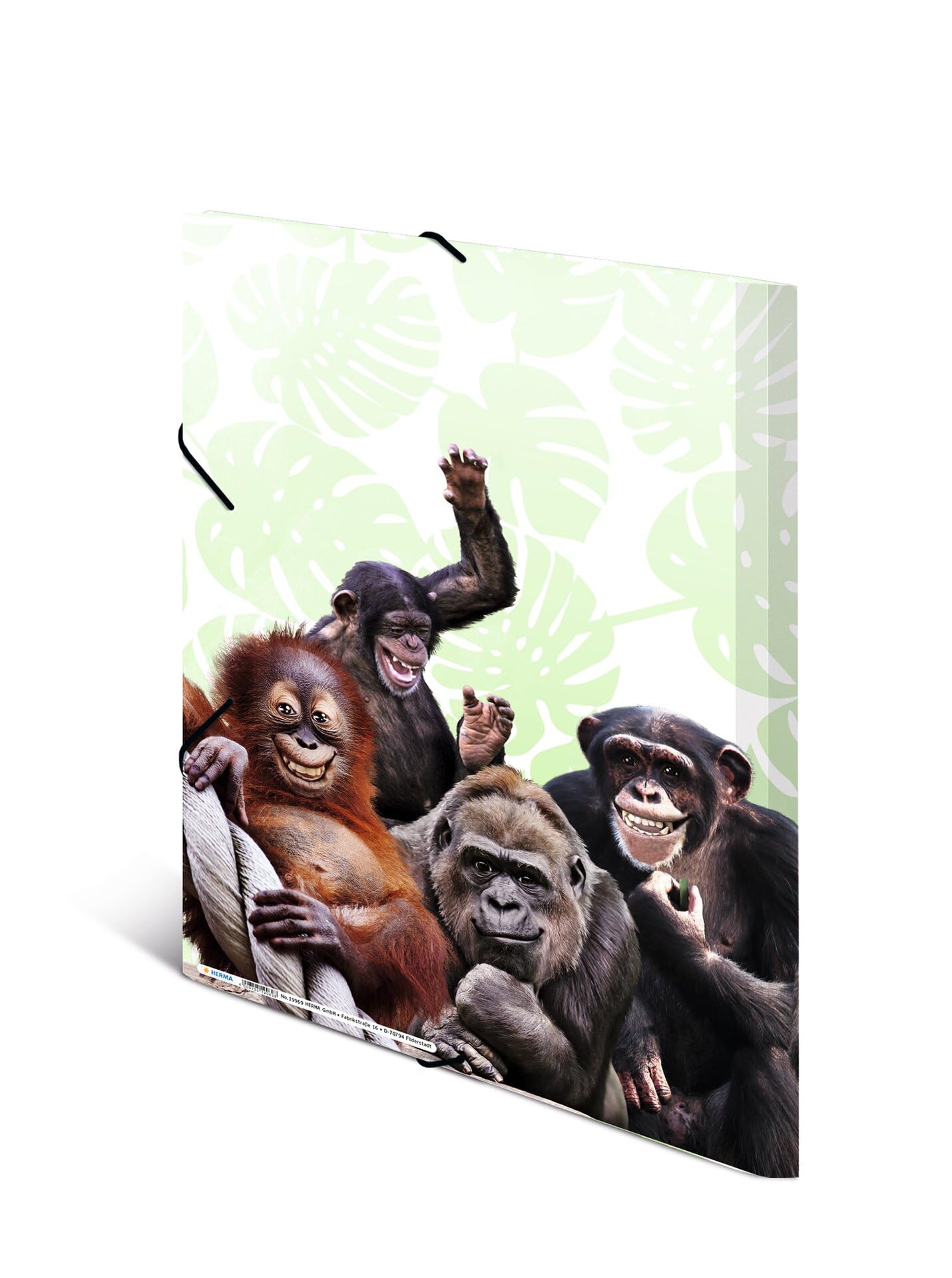 HERMA Collector's Folders A3 Monkey Set, 3 Pieces, Children's Plastic Corner Folder with Animal Motif, Elastic Band - Image 2