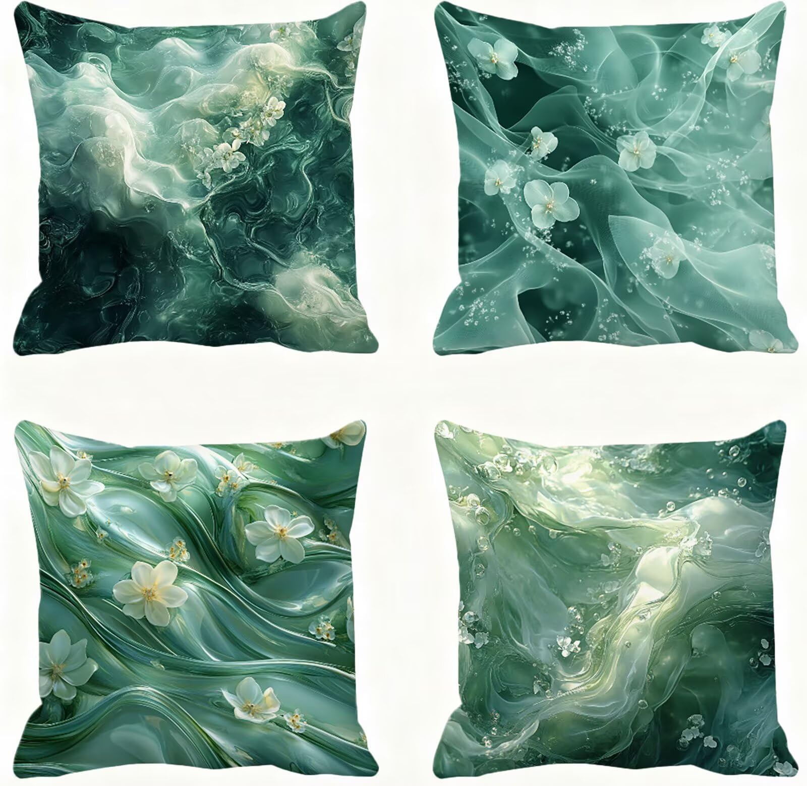 Vert Housse Coussin 60x60 RêVe Taie Oreiller 60x60 Lot de 4 Super Doux Protege Oreiller 60 x 60 Decoration Automne Taie D'oreiller Carrées Coussin Canape, pour Maison Chambre Canapé Chaise E - 828