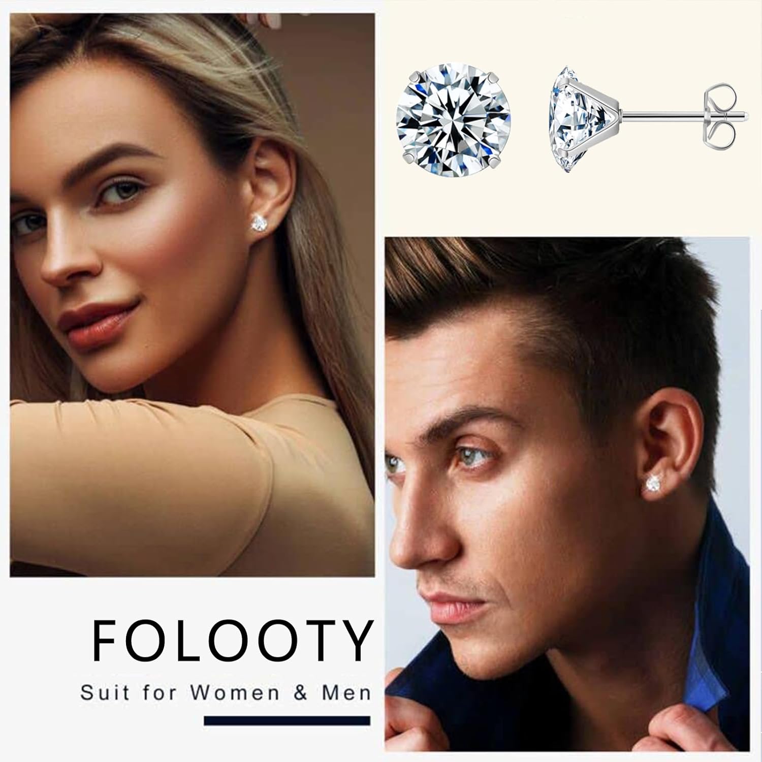 7 Pairs Stud Earrings Week Set,925 Sterling Silver Hypoallergenic 5A+Cubic Zirconia 24K Gold Plated Earrings for Women CZ Earrings 3-9mm - Image 7