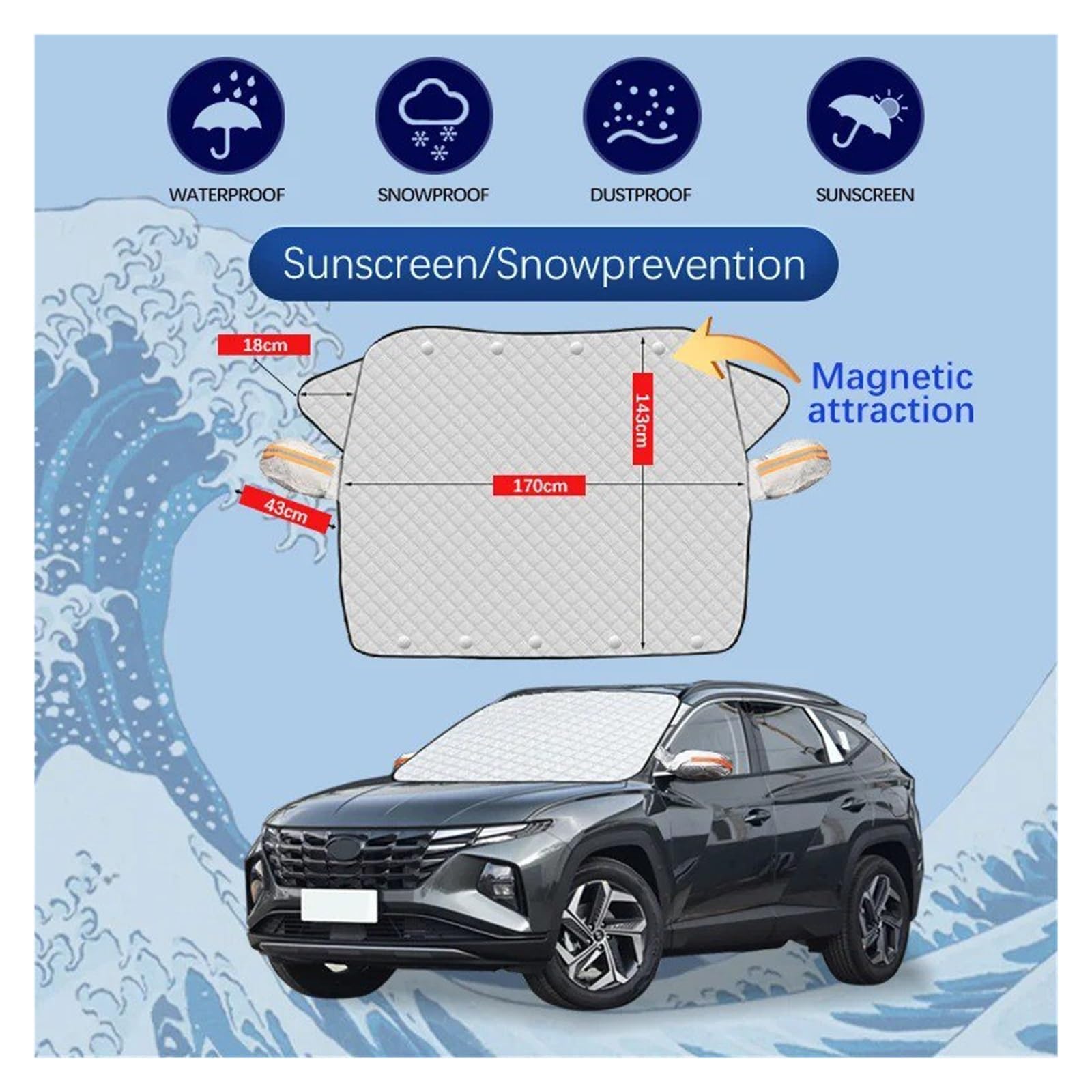 Osłona przeciwśnieżna na przednią szybę zamiennik dla Hyundai do Tucson L 1,5T NX4 do hybrydowej szyby samochodu osłona śnieżna ochrona przed mrozem ochrona przed lodem ochrona przed lodem osłona