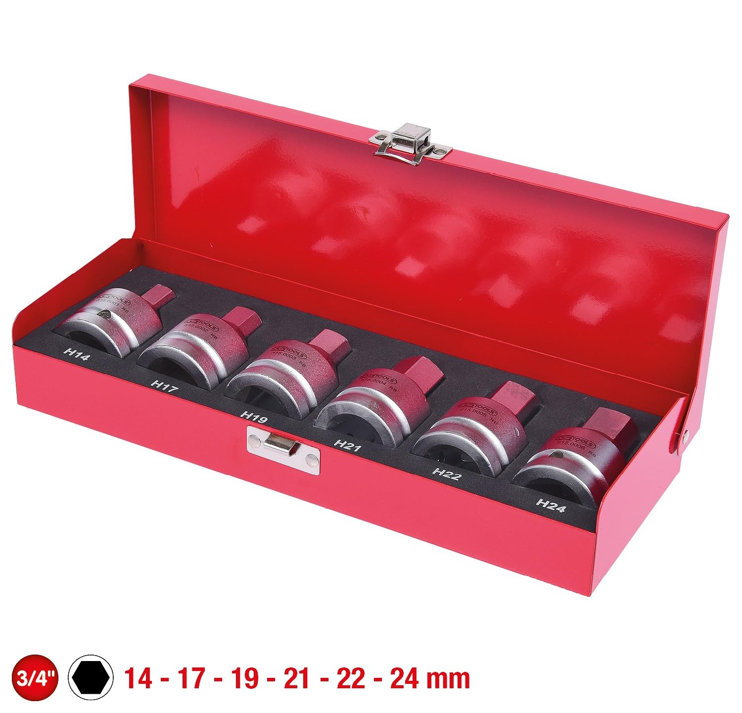 KS Tools 515.0000 Juego de llaves de vaso de impacto hexágono interior 3/4", 6 pzs