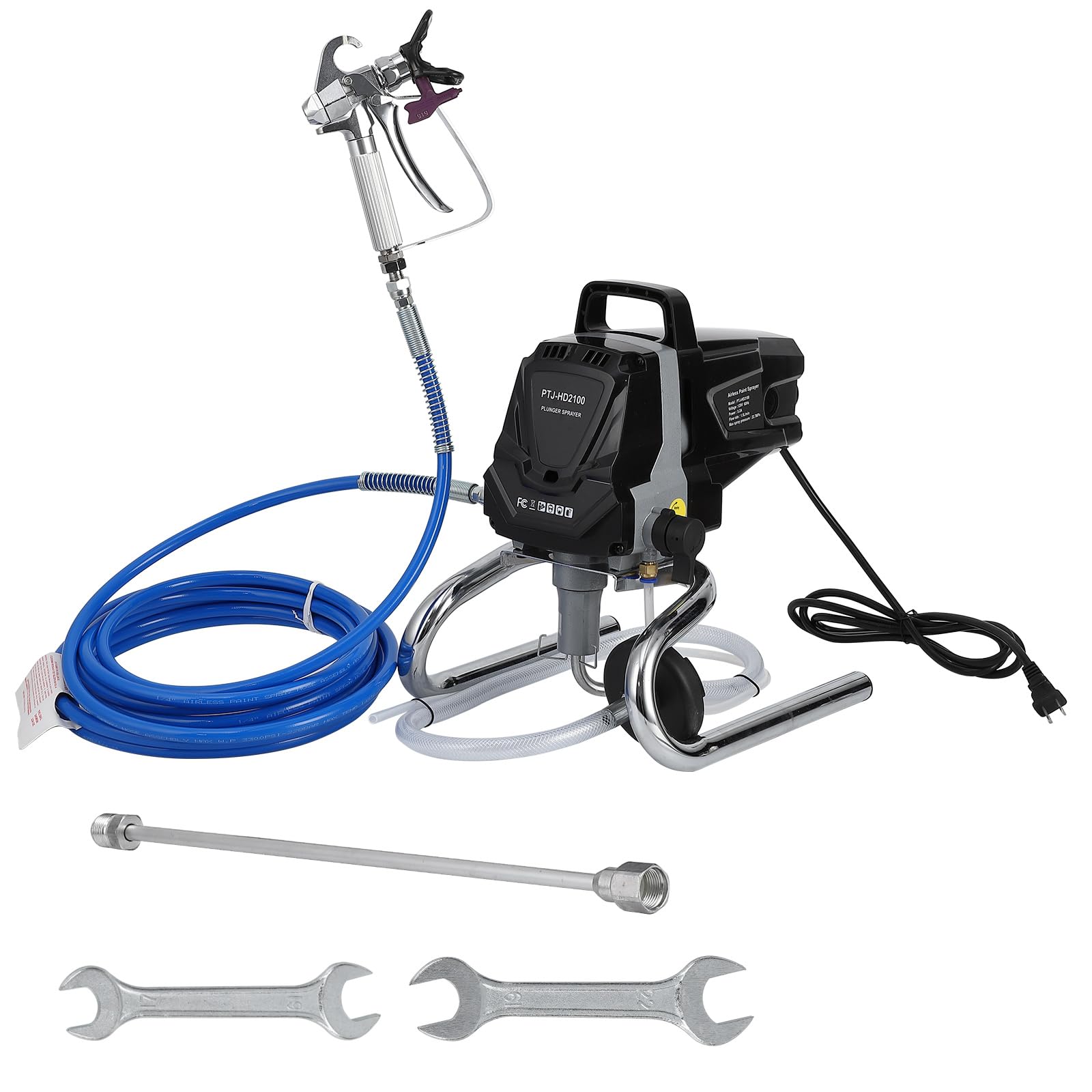 Pistola Pulverizadora De Pintura Airless Eléctrica 1010w - Baja Sobrepulverización - Poste Extensible De 20'' - 3000 PSI - Control De Flujo Ajustable - Ligera para Uso Profesional y Doméstico