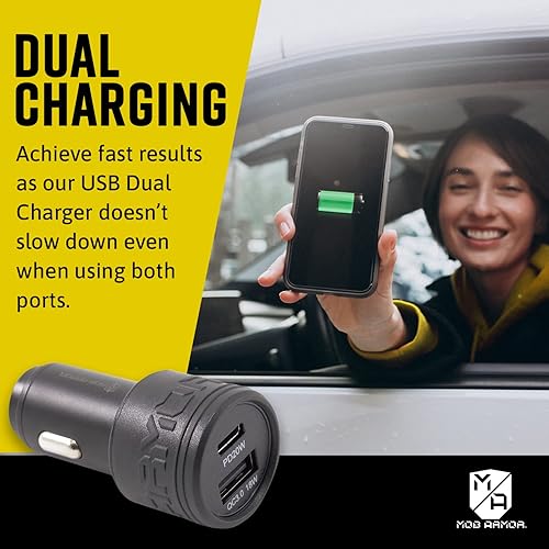 Miniatura 8 de Mob Armor Flex Charge Plus - Paquete de cargador de coche para Android y iPhone, serie de voltaje, 38 W, USB C y USB A, cargador de coche