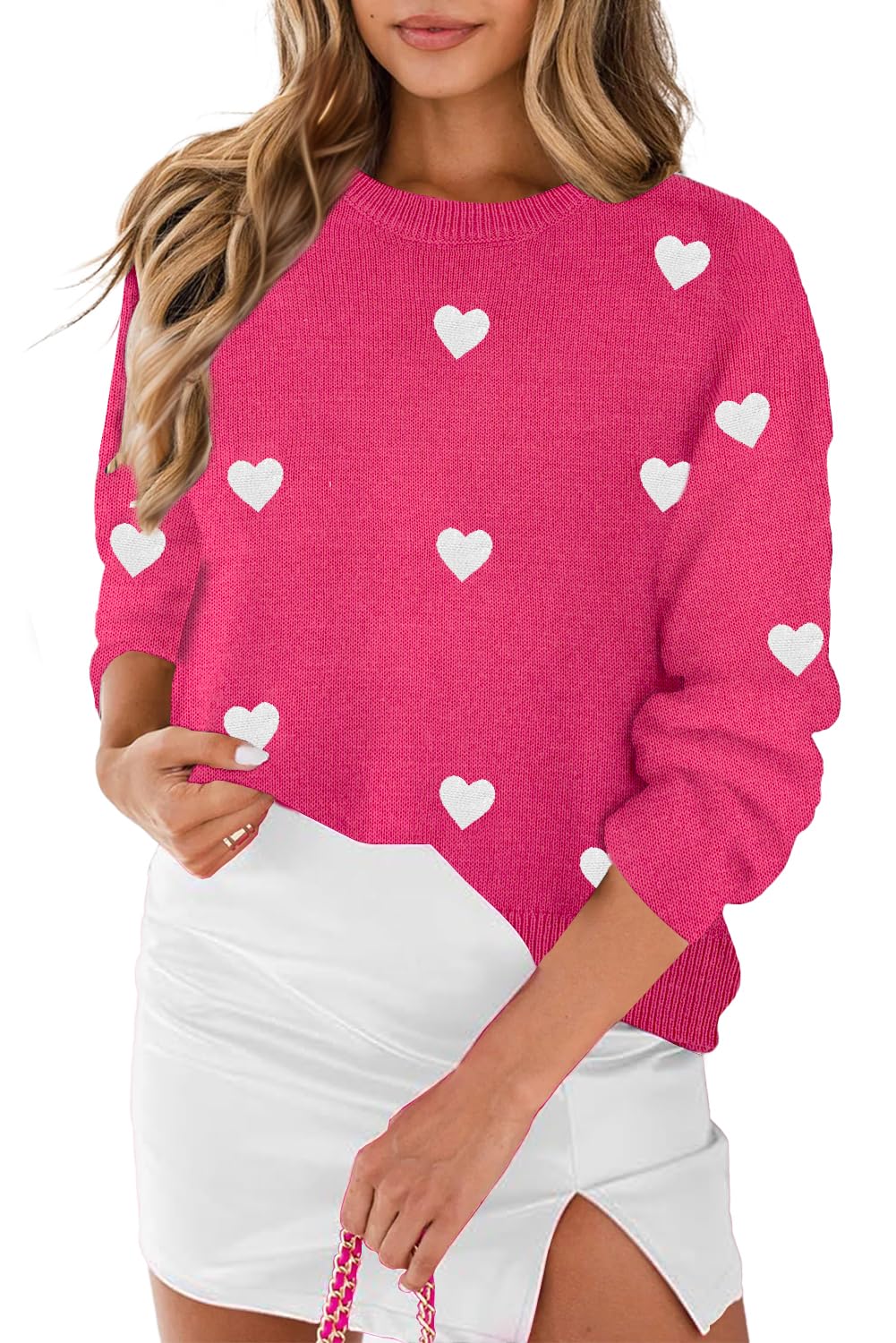 MARZXIN Women 2025 Casual Holiday Sweaters Long Sleeve Round Neck Valentine Sweater Tops Merry Christmas Sweaters