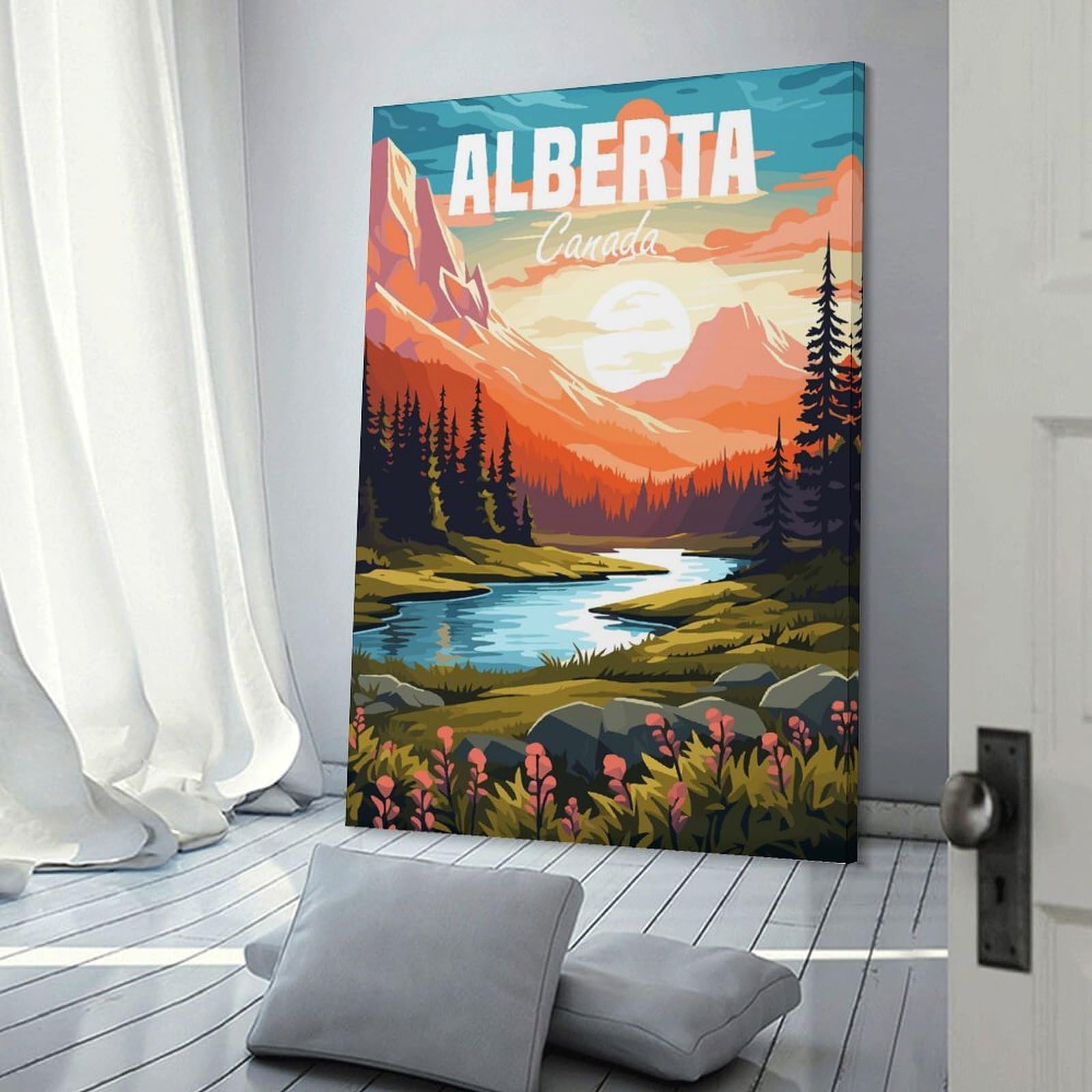Junmoney Alberta Canada Travel Wall Decor Canvas Print 24x36inch(60x90cm), for Lounge Decor, Bedroom Walls Or Flats, Canvas Styling for A Polished Room Look