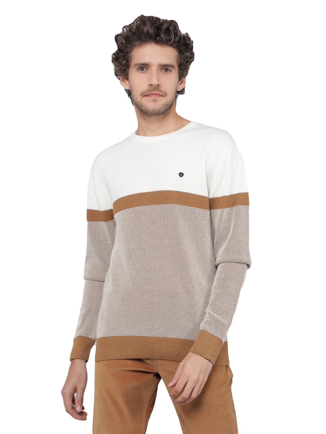 crimsoune club Men's White Color Blocked 100% Cotton Sweater-picture-27