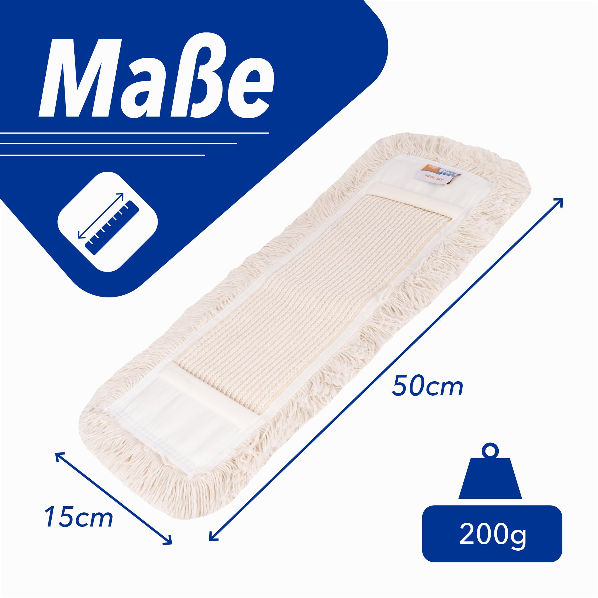 G.I.V. 10x Multi Mopp 50cm - Hochwertiger Baumwoll-Wischmopp + Polyester-Mix Bezug - für Industrie & Gebäudereinigung - Starke Saugkraft - Ersatzbezug Bodenwischer für alle gängigen Klapphalter (10x)