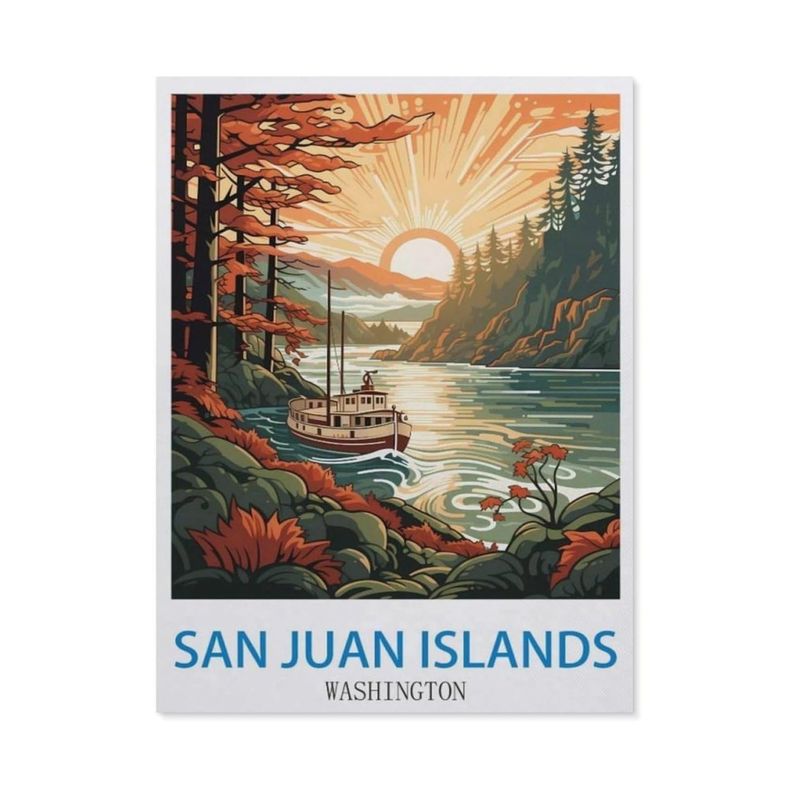BEAYODKP Diamond Painting，San Juan Islands Washington，Full Round Diamond Embroidery Kits Cross Stitch Crystal Rhinestone Pictures Arts Craft Home Wall Decoration（50 x 60 cm/19.68 x 23.62 inches）-CM92