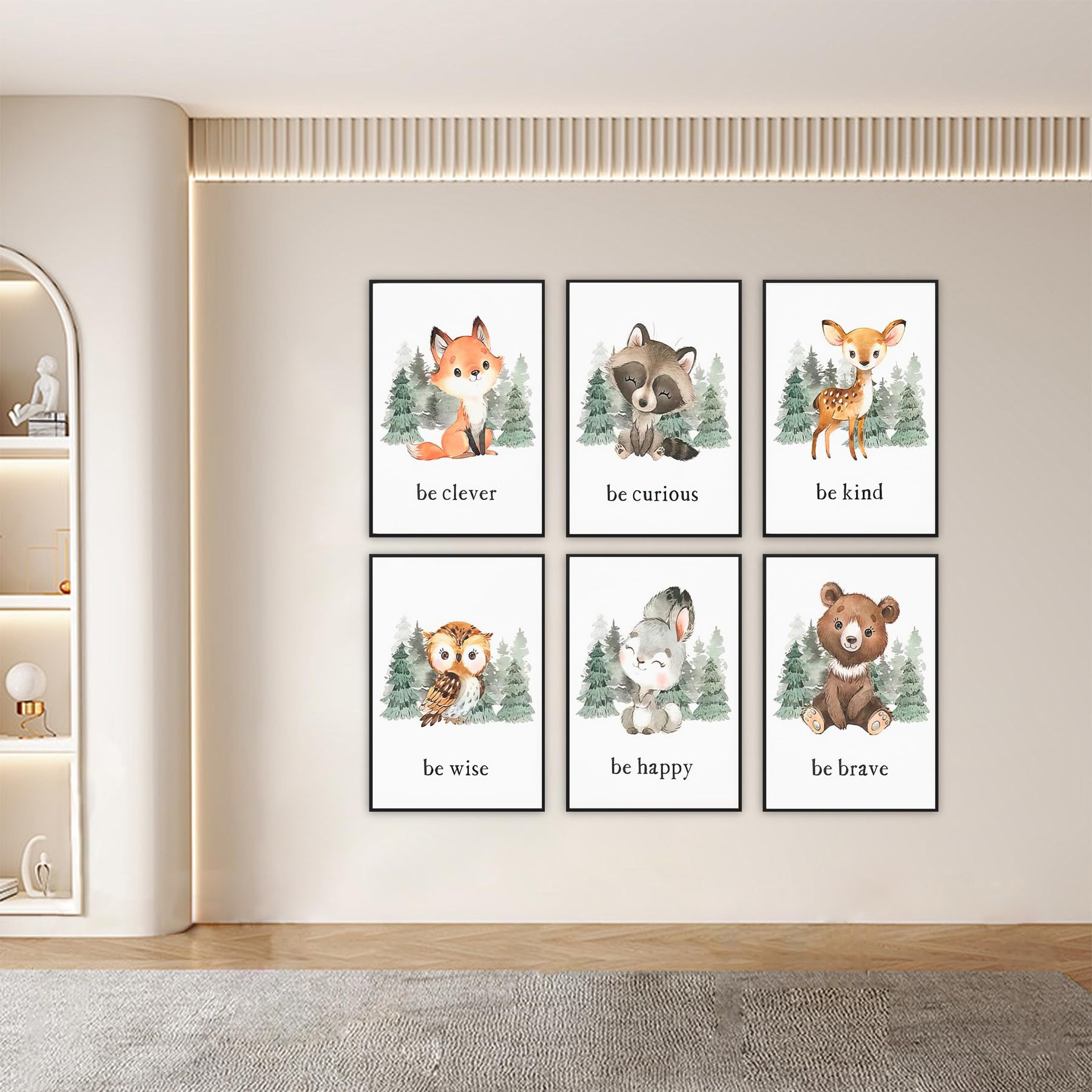 Woodland Nursery Decor - 6-Piece Inspirational Forest Animals Print Posters, Wall Art Pictures for Boy's Nursery (No Frame) - Image 4