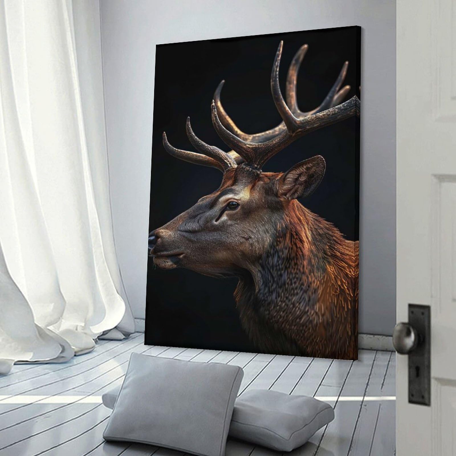 Junmoney Elk Canvas Wall Decor, 20x30inch(50x75cm), for Apartment Walls, Studios Or Work Areas, Decorative Canvas Decor for Home Updates