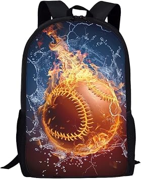 Belidome 3D Baseball Kids School Backpack with Side Pocket Handle Large Shoulder Bookbag Daypack for Middle High School Boys
