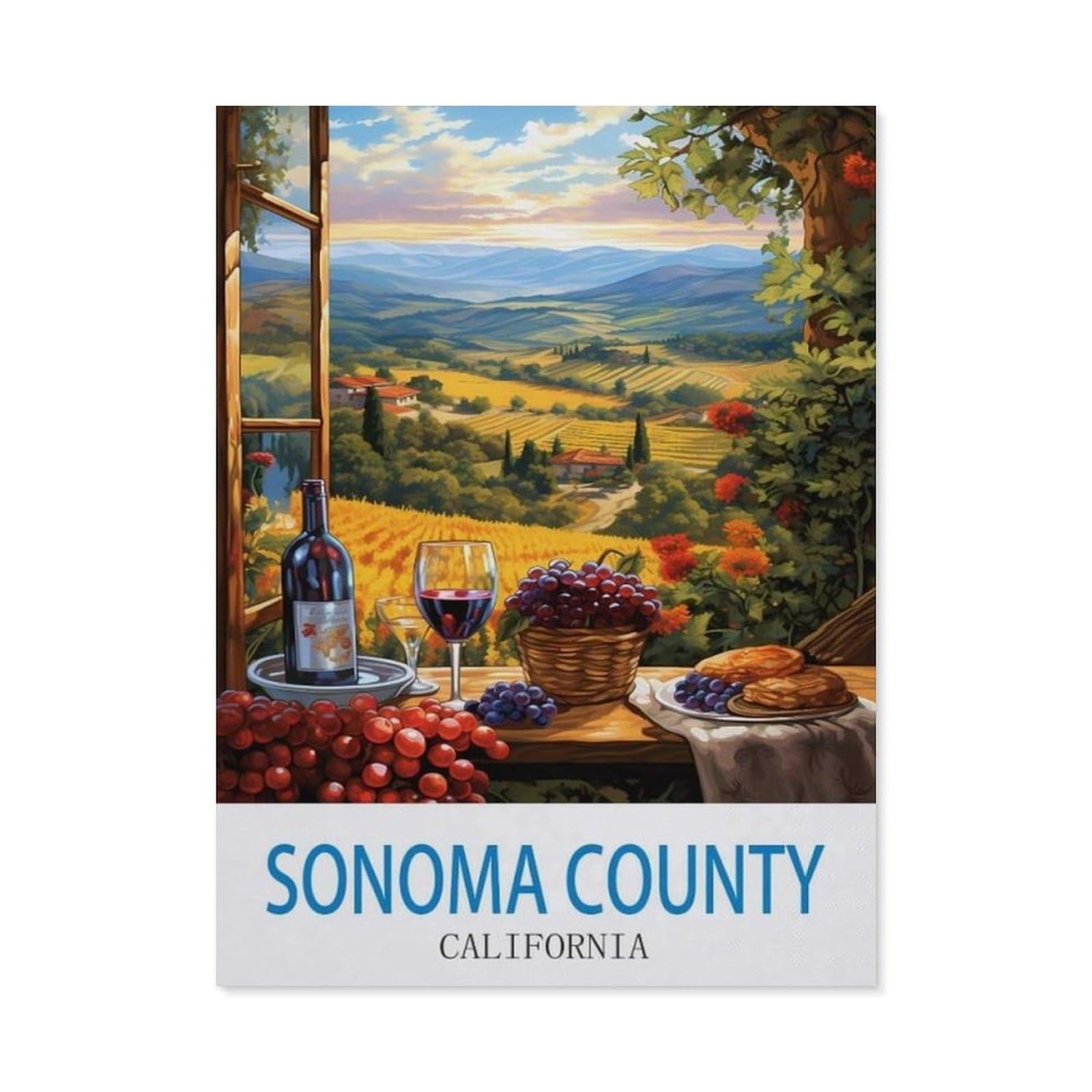 BEAYODKP Sonoma County California，Diamond Painting Kits for Adults - 5D Diamond Painting Kit Full Drill, Diamond Art Kits for Home Wall Decor（40 x 50 cm/15.74 x 19.68 inches）-CL94