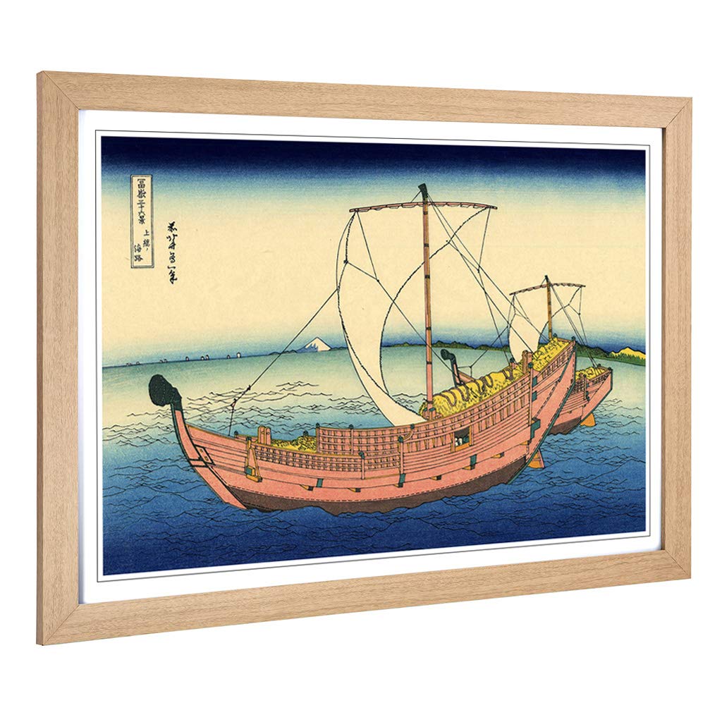 Big Box Art Framed Print of Hokusai Japanese Oriental The Kazusa Sea Route Design | Wall Art Picture| Home Decor for Kitchen, Living Room, Bedroom, Hallway, Oak, A2 / 24.5x18 Inch / 62x45cm