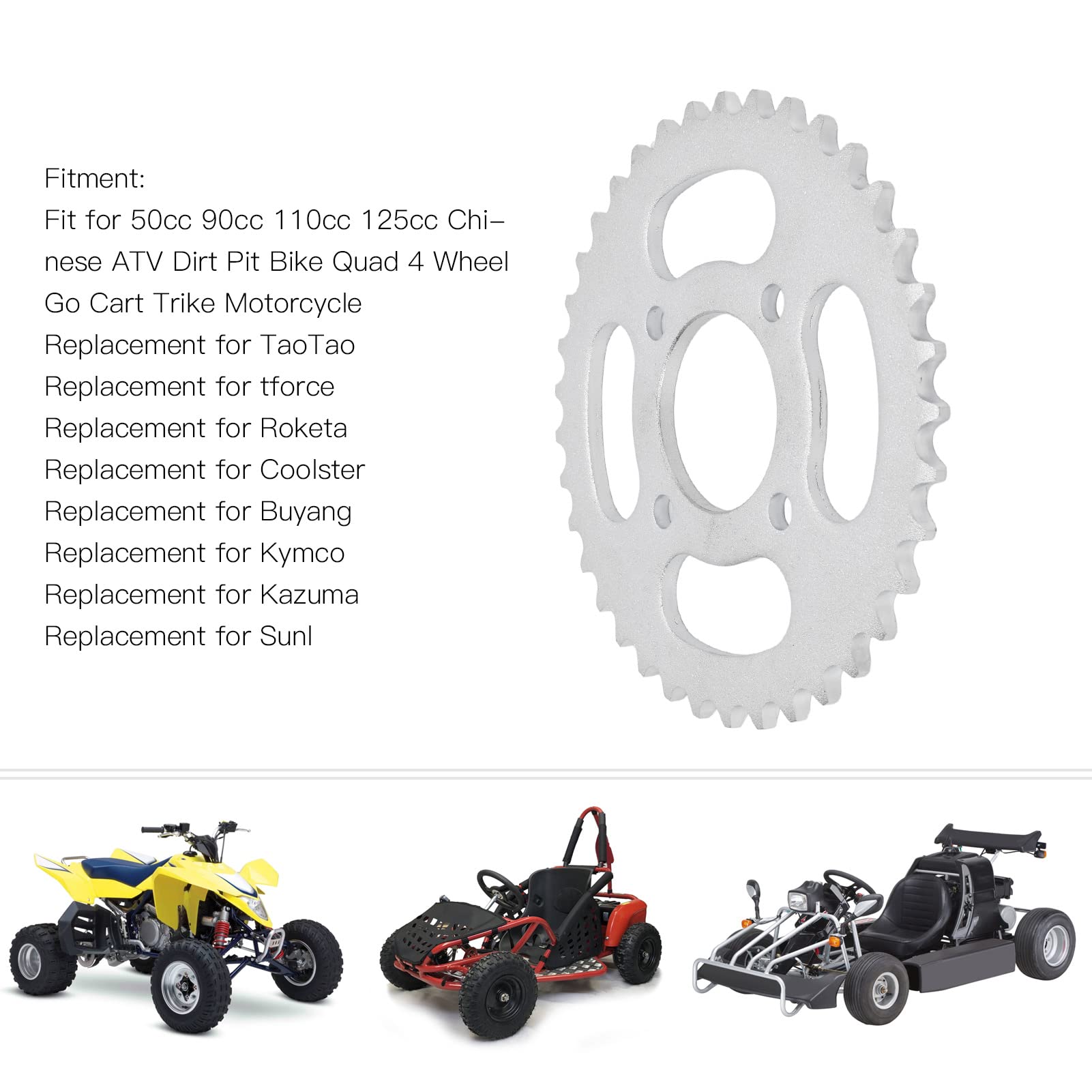 Tylna Zębatka Napędowa Cog 48mm Tylna Zębatka Cog 420 łańcuch 37 Zębów dla 50cc 90cc 110cc 125cc Chiński ATV Dirt Pitbike Quad Trike Motocykl