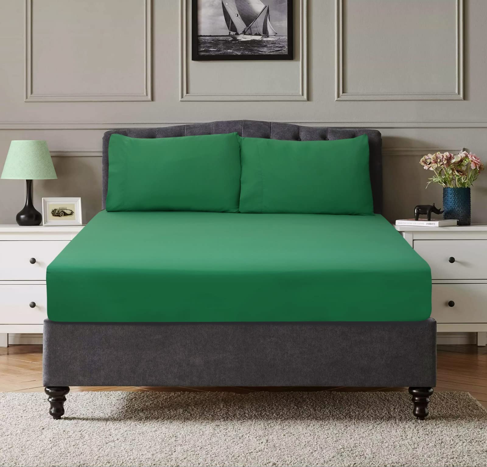 Firdous Bed Sheet King Size Soft Luxury Microfiber Bed Sheets Set Wrinkle Free Super King Fitted Sheet 3PCs Fitted Sheet Set 1 Fitted Sheet 16” Deep Pocket 2 Pillowcases Skin Friendly Fabric Sheet Set