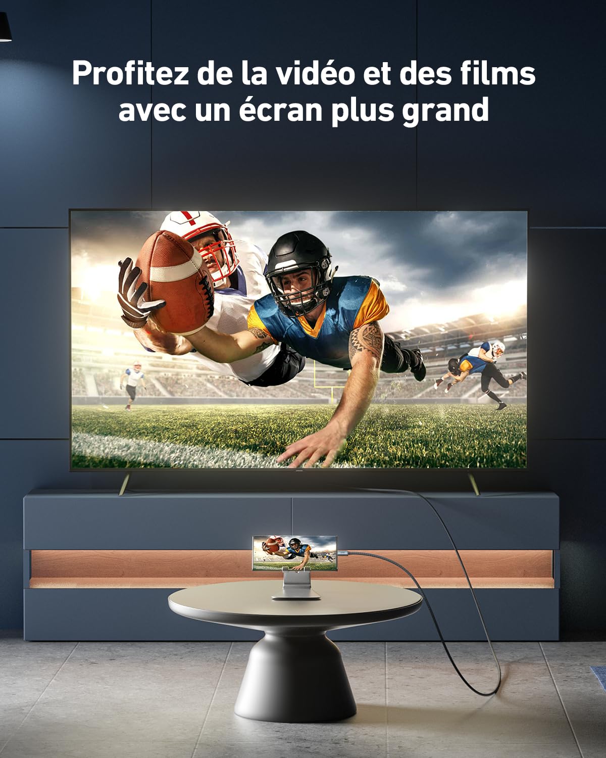 Uni Câble USB C vers HDMI 2.1 [8K@60Hz, 4K@144Hz] 1.8m, câble Thunderbolt 4 vers HDMI avec HDCP 2.3, pour TV/moniteur HDR, iPhone 15 Pro Max, Mac Studio, MacBook Pro/Air, iPad Pro, Livre Surface 3