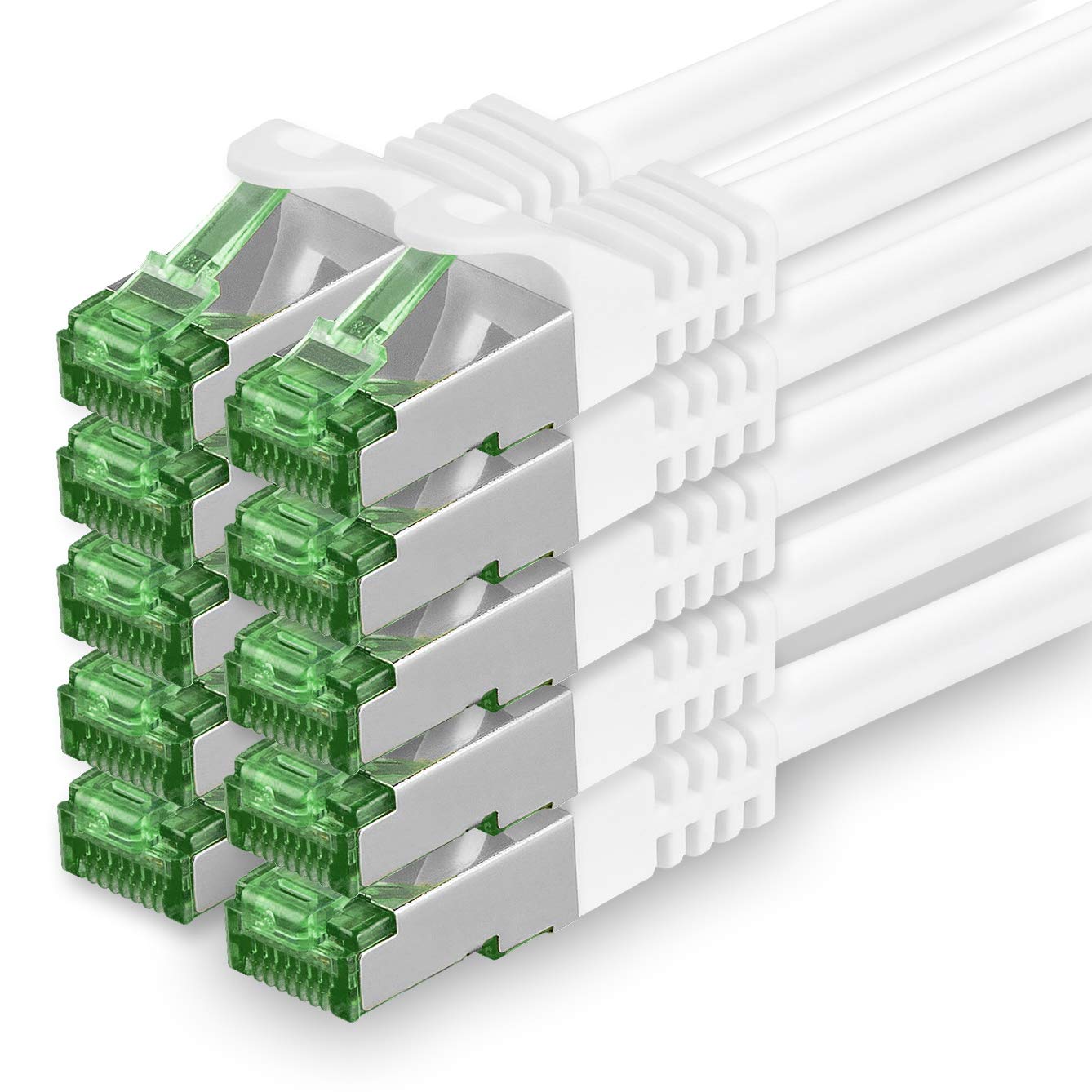 1aTTack.de 10 M Cat.7 Netzwerk-Kabel 10 Stück Cat7 Patch-Kabel LAN-Kabel Ethernet RJ45 10 Gbit/s (Alle Internetgeschwindigkeiten) Weiß 10 Meter